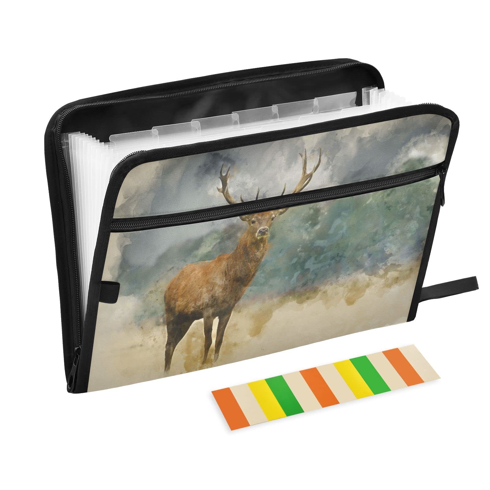 Autumn Deer Stag Expanding File Folder - Fall Forest Theme Accordion Organizer | A4 Letter Size Document Holder with Multiple Pockets | Portable Paper File for School, Home Office & Travel | Perfect for Organizing Bills, Receipts, and Important Documents