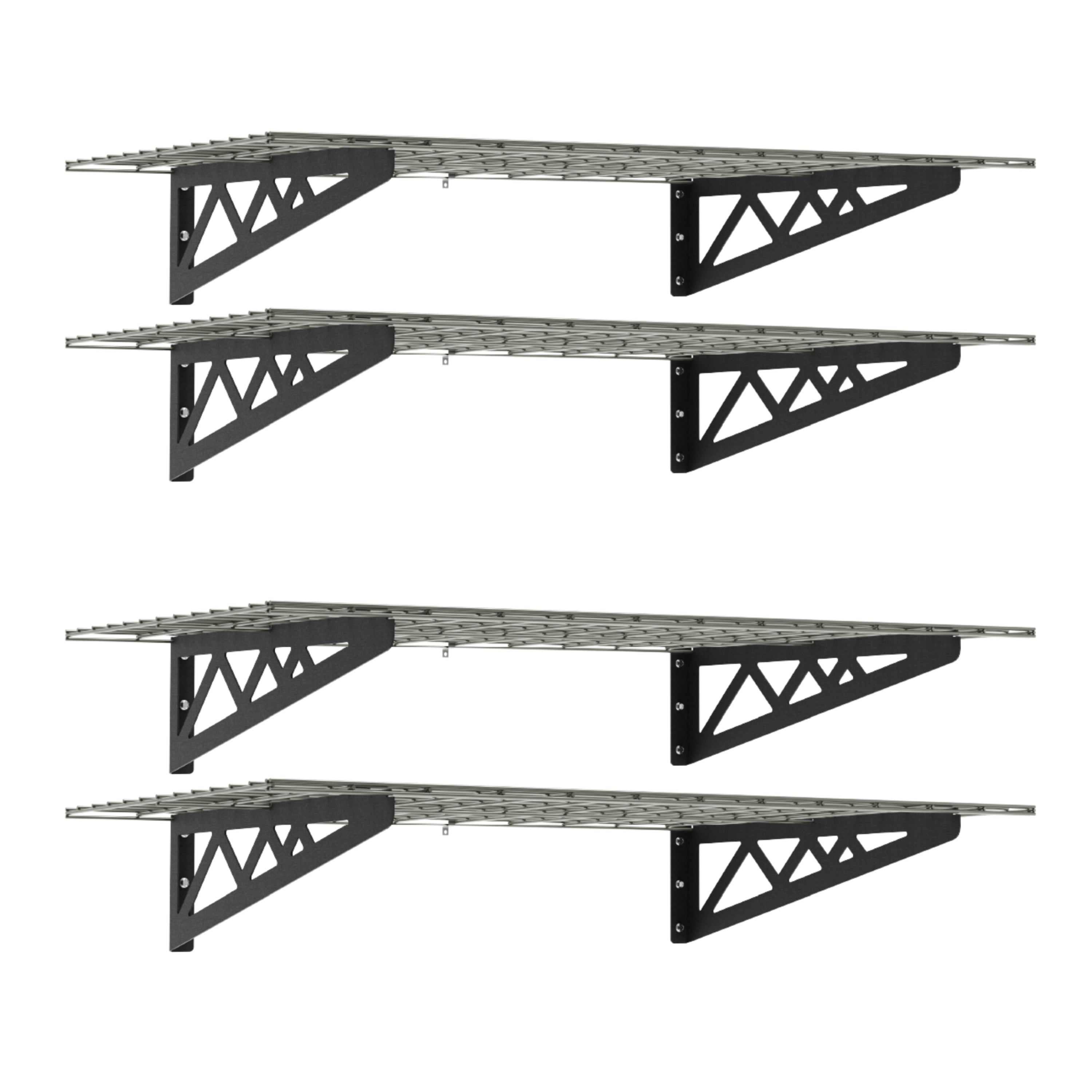 24 x 48 Inch Wall Shelves Set - 4 Pack with Hooks for Home & Office Storage | Floating Shelves for Bedroom, Living Room, Kitchen & Bathroom Organization