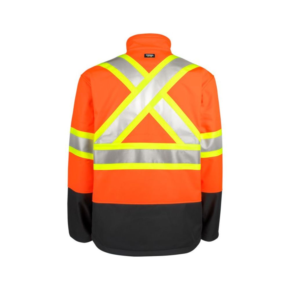 Terra Hi-Visibility Men's Softshell Waterproof Jacket - Orange (116516OR) | Reflective Safety Jacket for Outdoor Work, Cycling & Construction