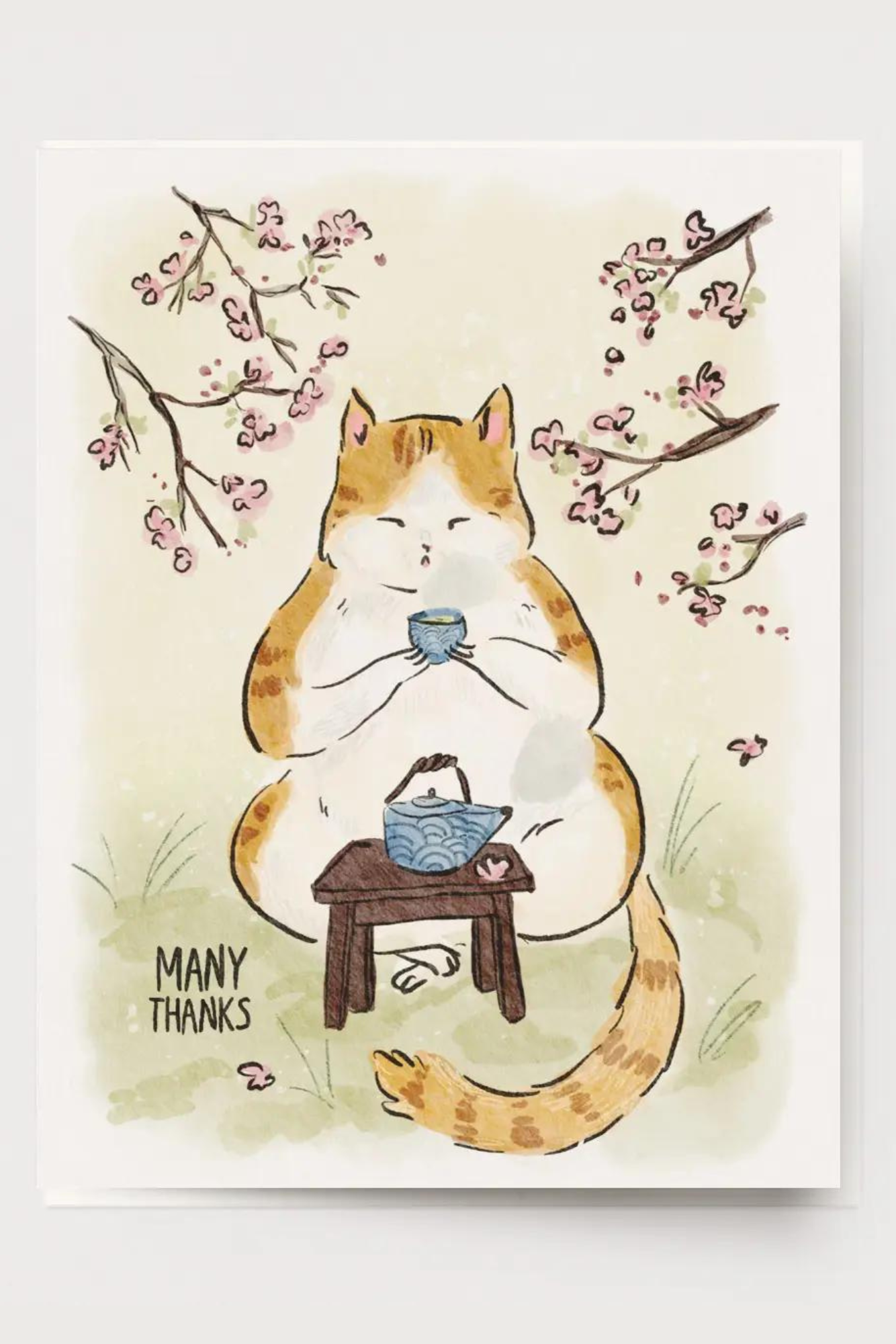 Premium Matcha Green Tea Cat Greeting Card - Perfect for Cat Lovers, Birthday Gifts & Tea Enthusiasts | Ideal for Birthdays, Thank You Notes & Special Occasions