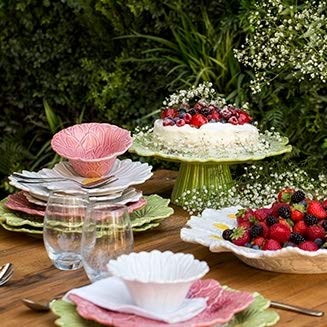 Bordallo Pinheiro Maria Flor Large Ceramic Cake Stand 37cm - Elegant Serving Platter for Wedding, Birthday Party & Afternoon Tea Dessert Display