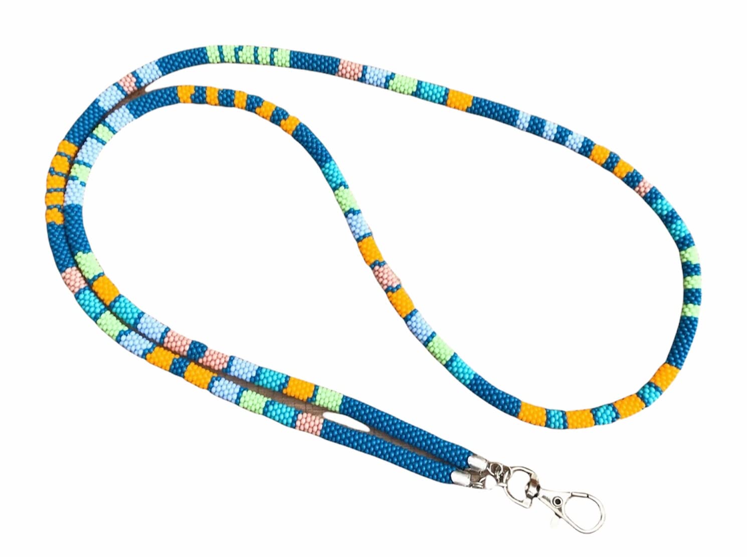 Beaded Lanyard with ID Holder for Women - Stylish Teacher Nurse Badge Holder, African Beaded Design - Perfect for Work, Conferences, and Events