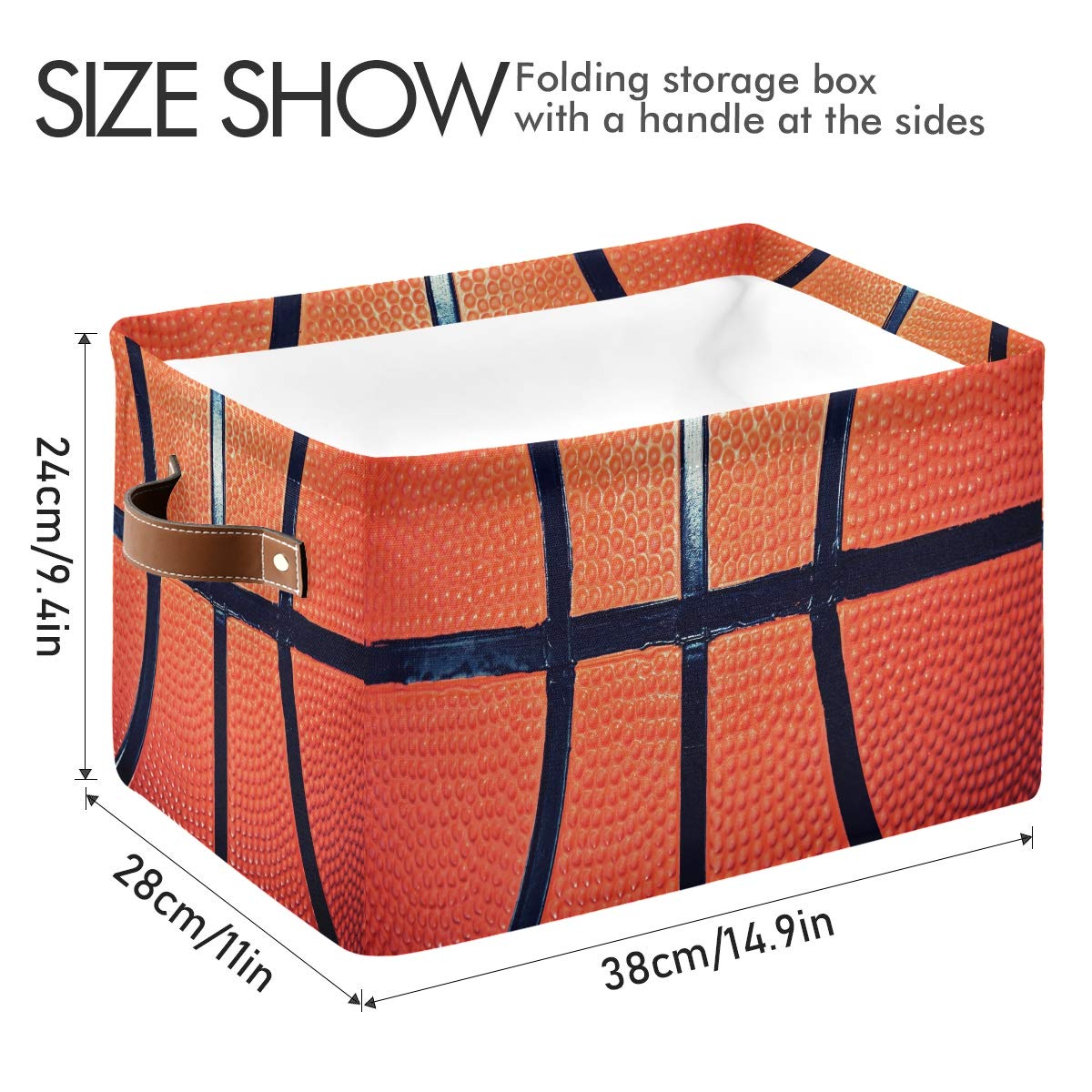 Collapsible Storage Basket Cube for Sports Balls, Toys, Laundry - Large 15x11x9.5 Inch Organizer Bin for Closet, Nursery, Kids Bedroom - Perfect for Basketball Storage & Home Organization (1 Pack)
