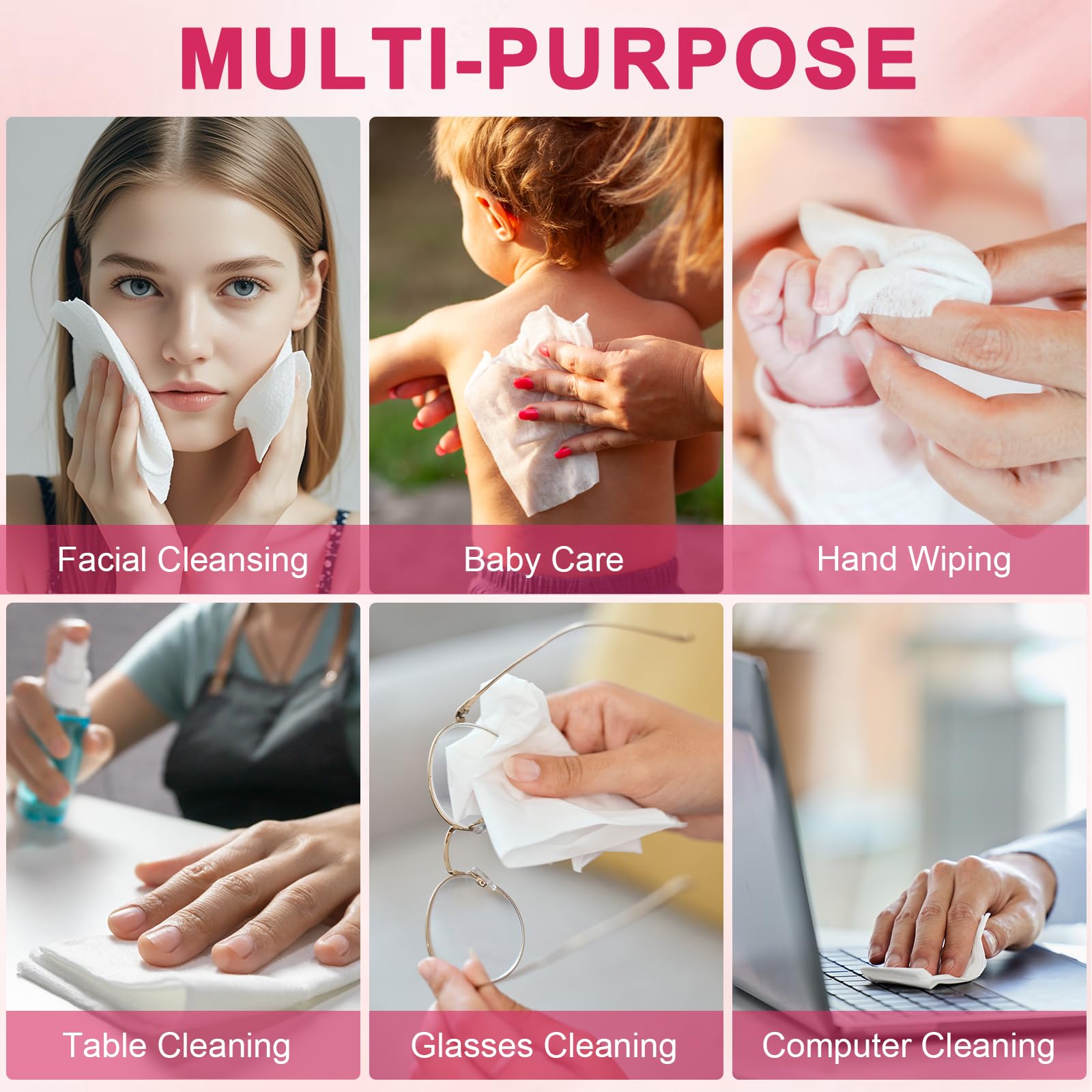 **Disposable Face Towels 60 Count - XXL Soft & Thick Makeup Remover Wipes, USDA Certified 100% Biobased - Perfect for Travel, Gym & Skincare Routine**