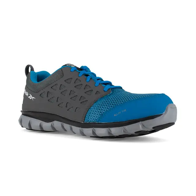Sublite Cushion Alloy Toe Athletic Work Shoes for Men - Lightweight Safety Shoes with Shock Absorption, Breathable & Slip-Resistant - Ideal for Construction, Warehouse & Industrial Work (Blue/Grey)
