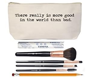 Jules Natural Canvas Makeup Bag with Zipper - Eco-Friendly Cosmetic Pouch for Travel & Daily Use - Perfect for Organizing Brushes, Lipsticks & Beauty Essentials