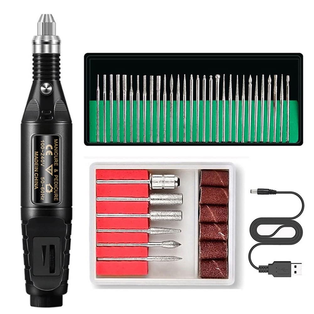 WETPET Professional Electric Nail Drill Kit - 30000 RPM Cordless Nail File Machine for Acrylic & Gel Nails, Manicure Pedicure Tools with 6 Bits & LED Light (Black) | Perfect for Salon & Home Nail Care