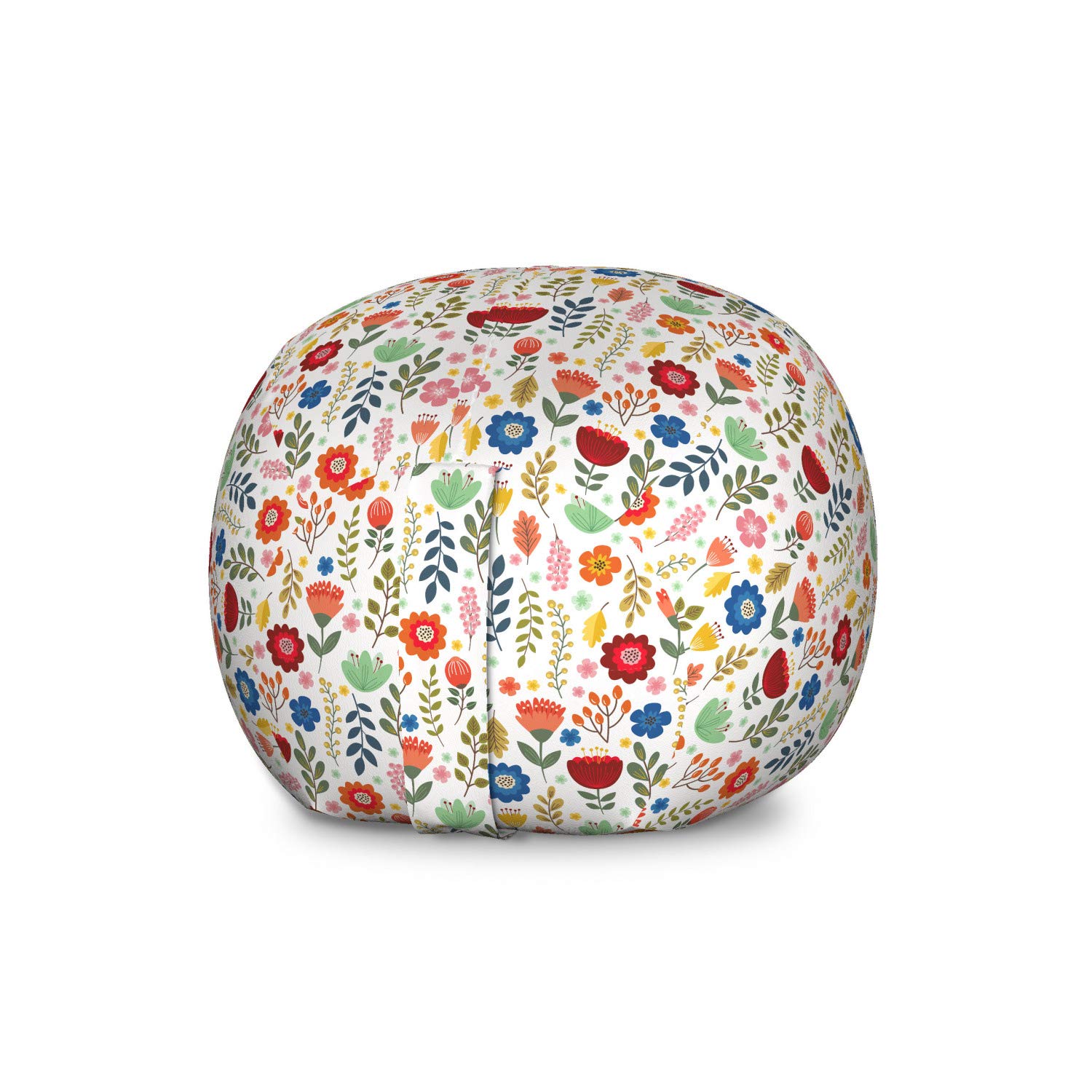 Ambesonne Large Washable Toy Storage Bag Chair - Botanical Floral Design with Blossoms and Shrubs - Multicolor Stuffed Animal Organizer for Kids' Room, Nursery, or Playroom - Perfect for Organizing Toys, Blankets, and Plush Animals