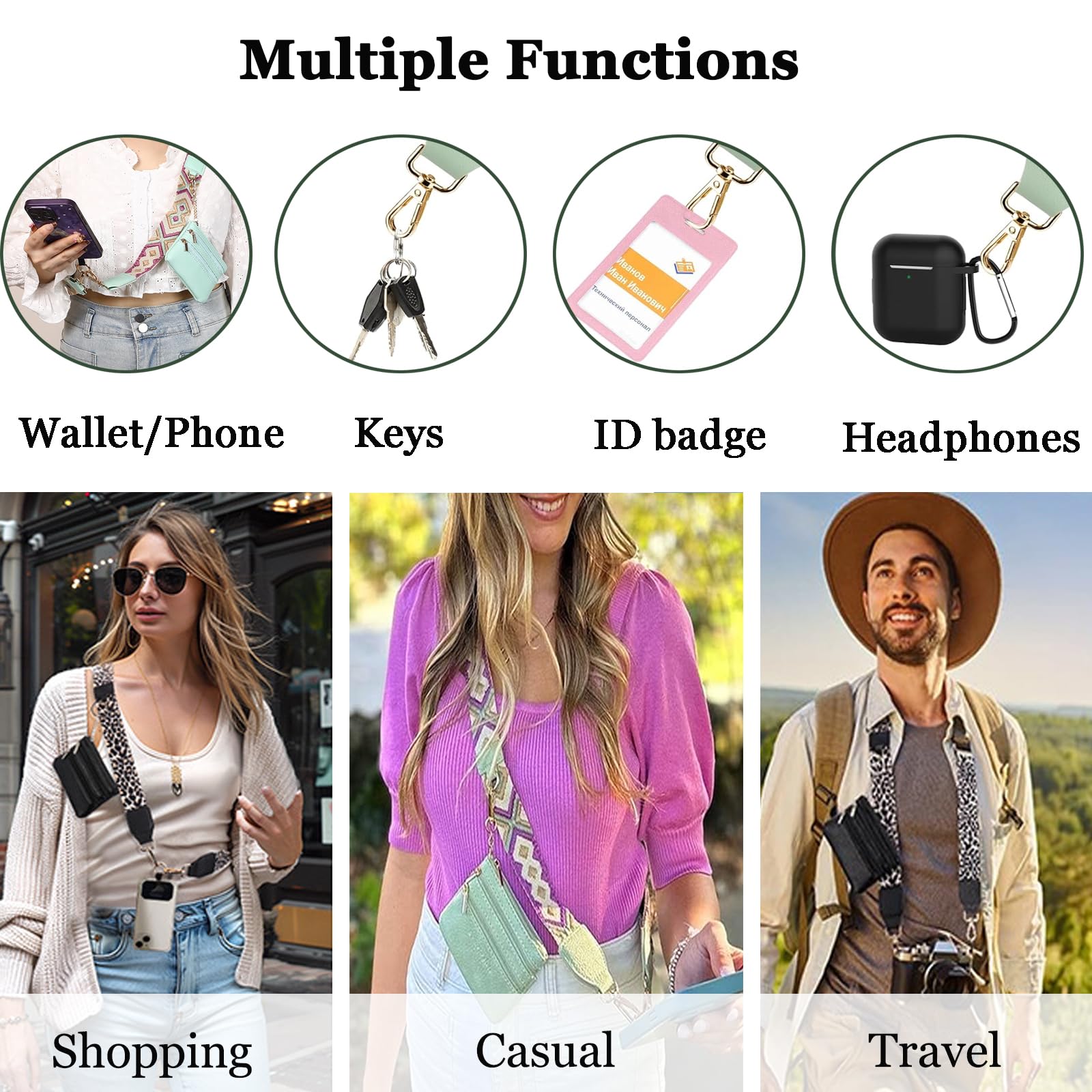 Women's Crossbody Phone Holder with Adjustable Strap & Zippered Pouch - Secure Hands-Free Phone Case for Running, Shopping & Travel - Perfect Gift for iPhone & Android Users