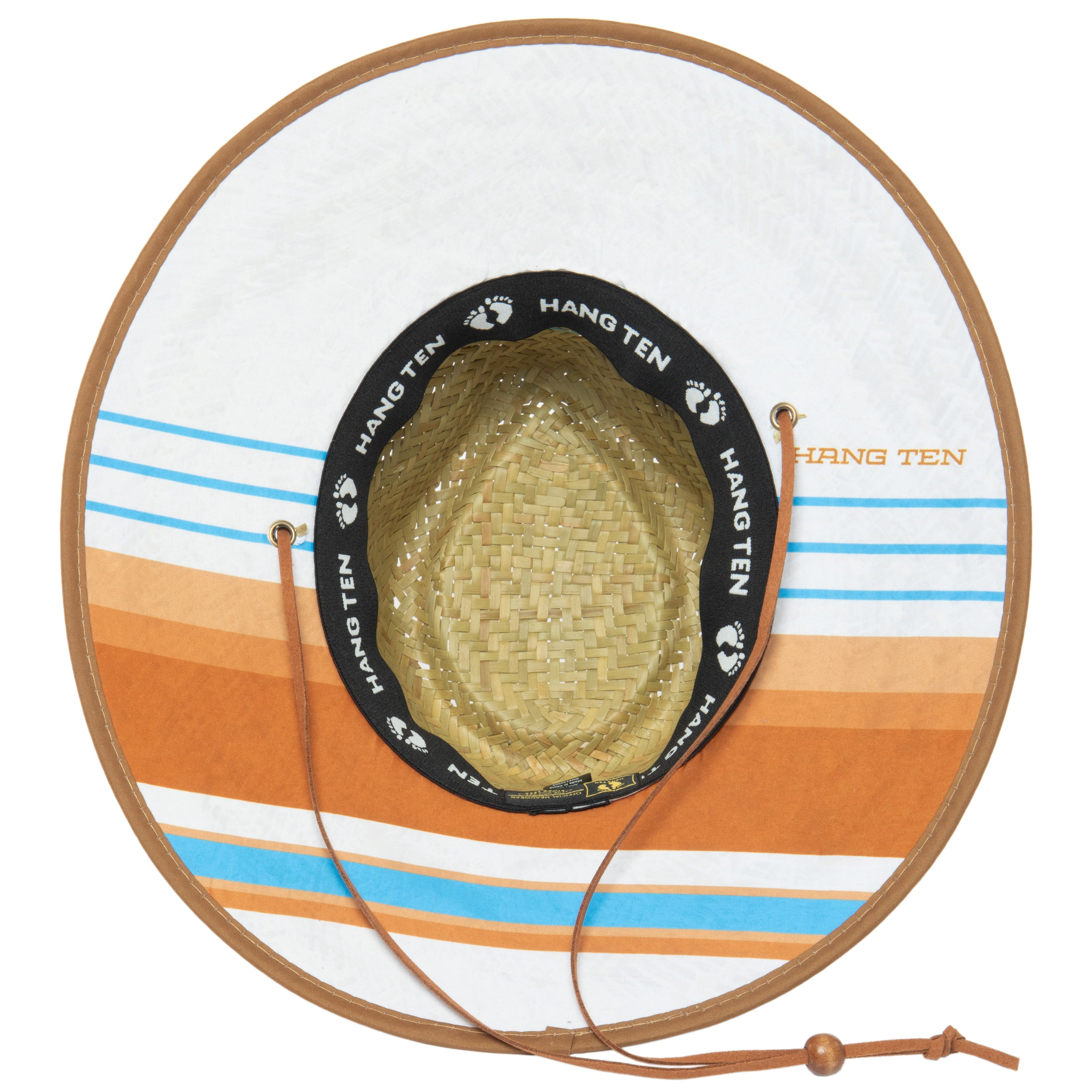 Hang Ten Lifeguard Hat with Striped Under Brim - Vintage Style Beach Sun Hat for Surfing, Swimming & Outdoor Activities