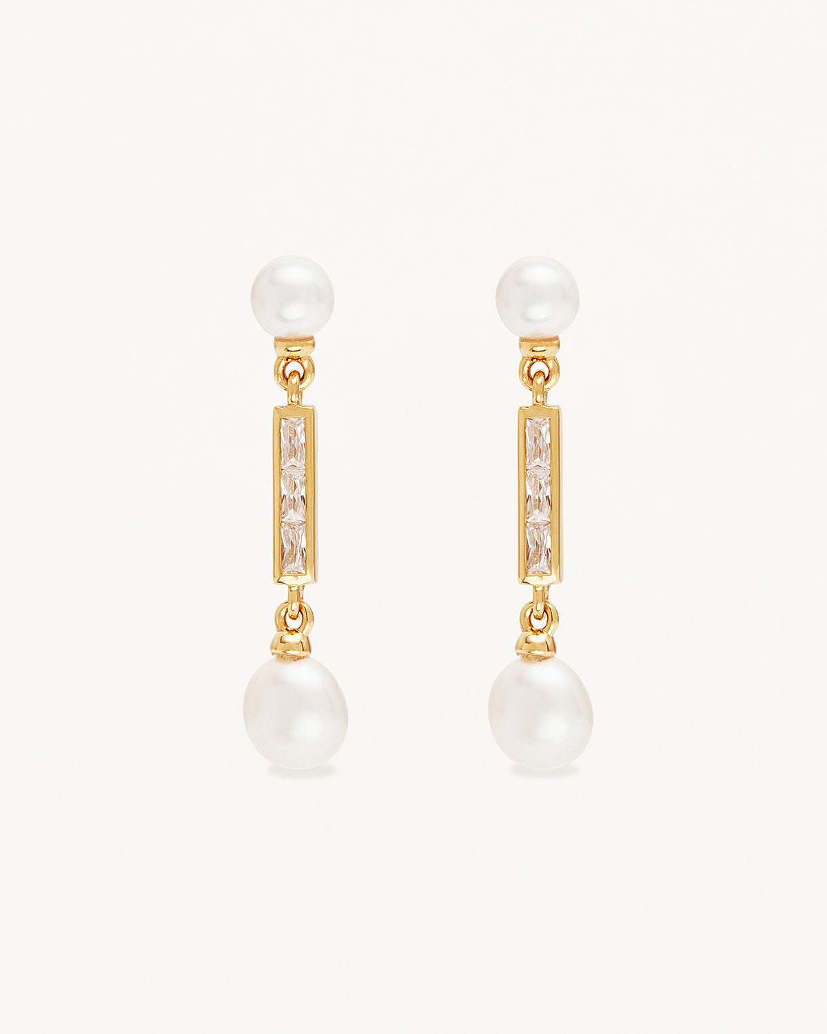 18K Gold Vermeil Pearl Drop Earrings - Elegant Dangle Earrings for Women, Perfect for Weddings, Parties & Special Occasions