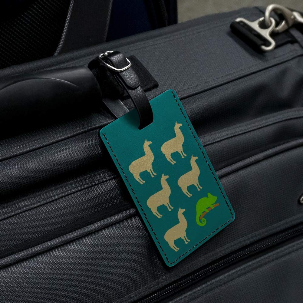 Funny Llama Chameleon Leather Luggage Tag - Rectangle Carry-On ID Tag for Suitcases, Backpacks & Travel Bags - Perfect for Vacation, Business Trips & Air Travel