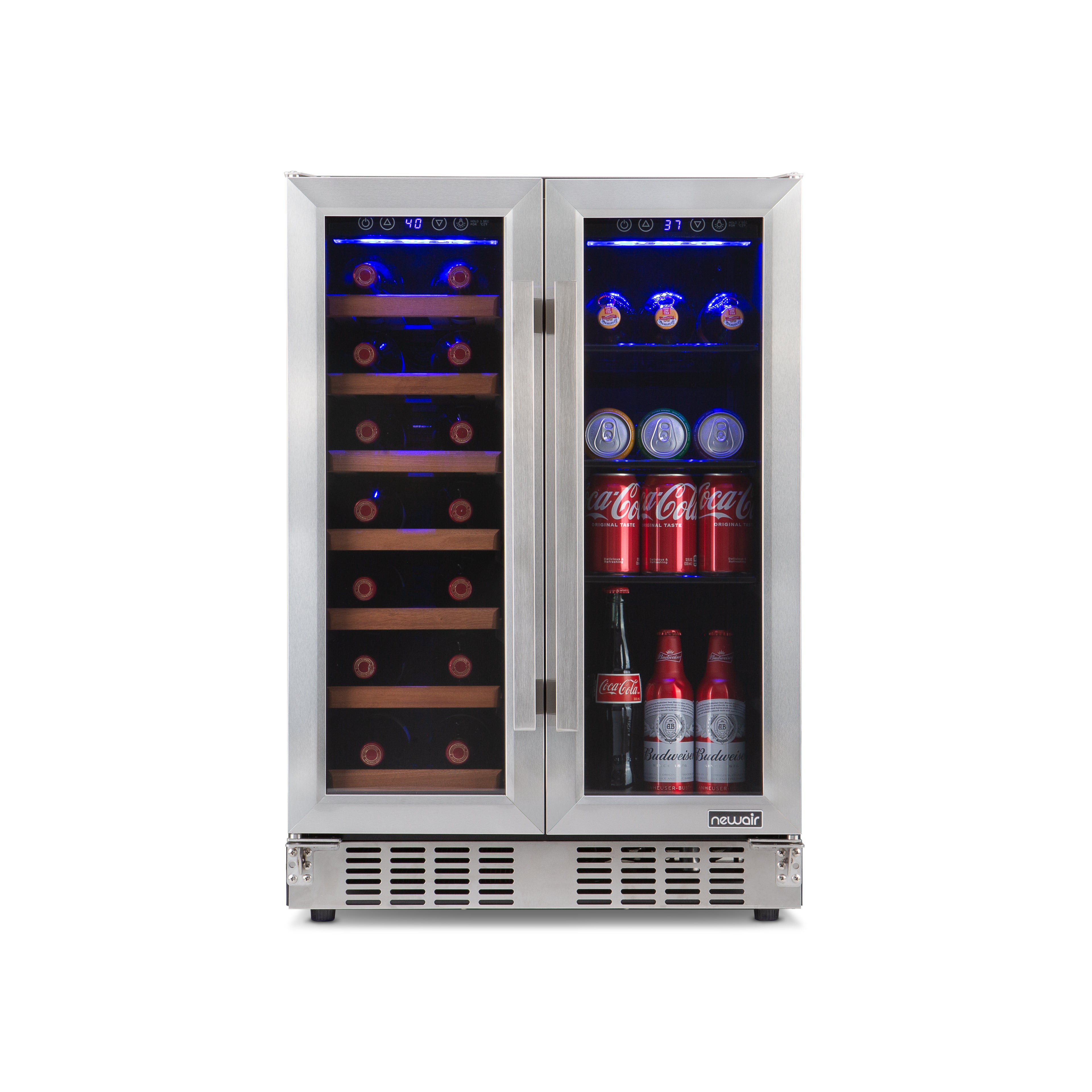 Newair® 24 Inch Dual Zone Wine and Beverage Cooler with French Doors - Perfect for Home Bars, Restaurants, and Wine Cellars