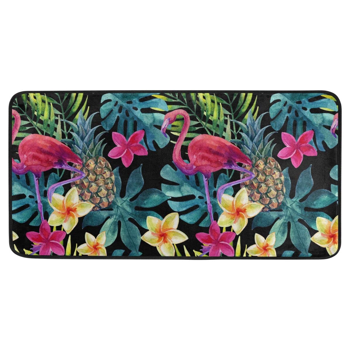 ALAZA Non-Slip Kitchen Floor Mats - Pineapple & Flamingo Design Waterproof Rug for Kitchen, Bathroom, Laundry Room - 39x20 Inch Cute Home Decor - Perfect for Entryway, Sink Area & High Traffic Zones