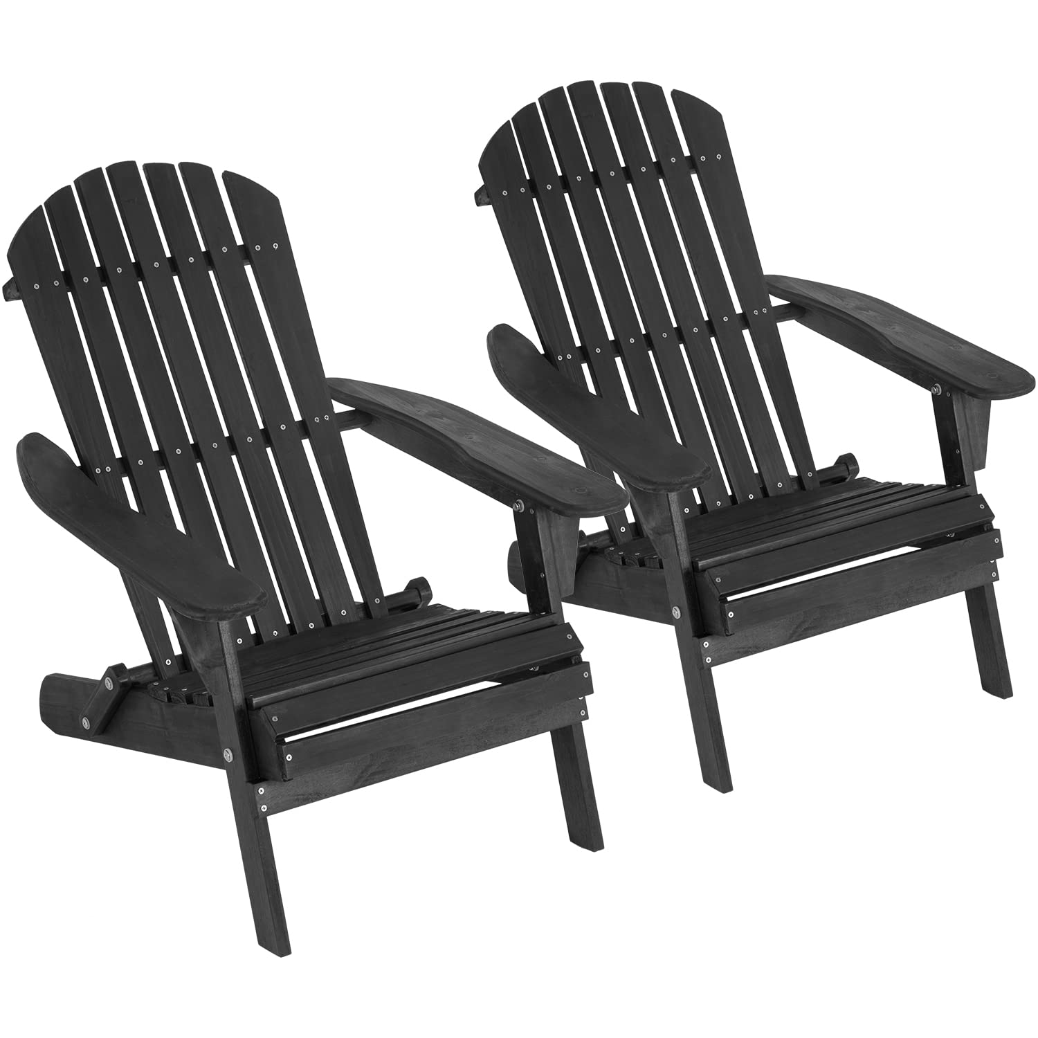 FDW Folding Adirondack Chair Set of 2 - Weather Resistant Pinewood Outdoor Chairs for Patio, Garden, Lawn, Backyard, Deck, Pool & Beach - Perfect for Relaxing, Sunbathing and Outdoor Gatherings