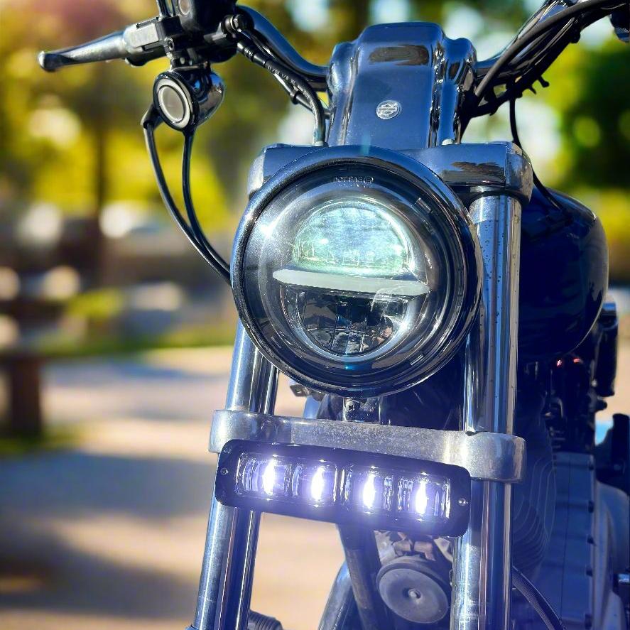 Eagle Lights 6 Generation II LED Projection Light Bar - Plug & Play Harness Compatible with Harley Davidson 1987-2022 Sportster & 1991-2005 Dyna - Perfect for Night Riding & Off-Road Adventures