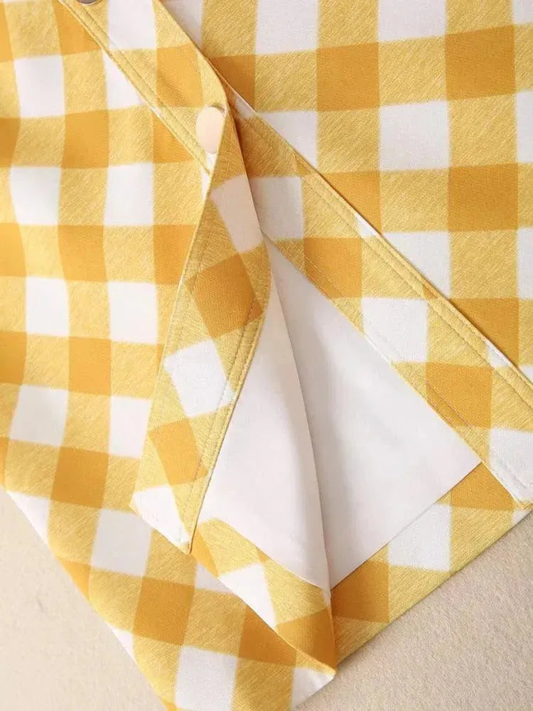 Stylish Women's Gingham Skirt Set - Summer Floral Print A-Line Skirt with Matching Top - Perfect for Beach Vacation, Brunch & Casual Outings