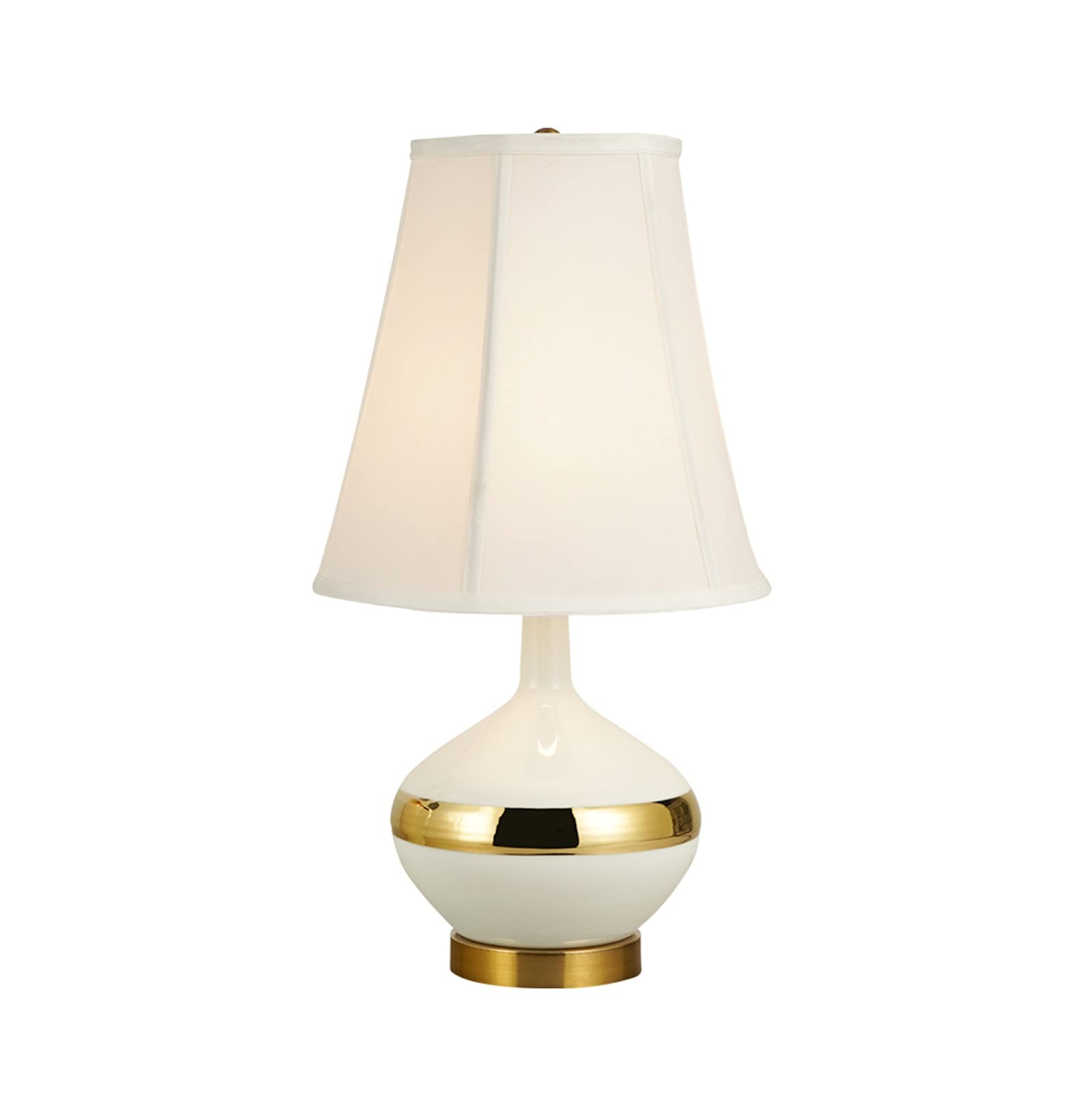 TOMYEUS White Ceramic Table Lamp with Fabric Lampshade - 22.4