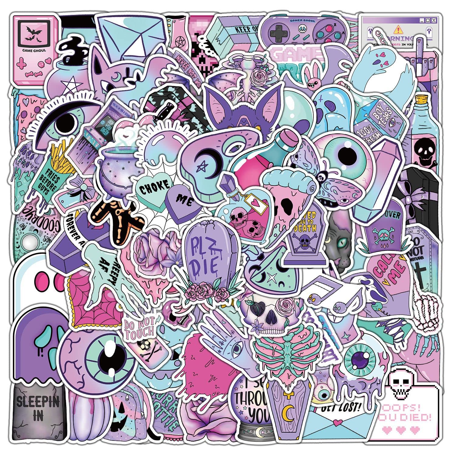 100 PCS Cool Vinyl Waterproof Stickers Pack - Gothic Style Decals for Laptop, Water Bottle, Phone, Computer - Durable Stickers for Kids, Teens & Adults - Perfect for DIY Crafts, School Supplies & Personalizing Accessories