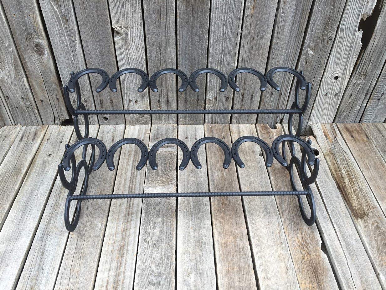 Horseshoe Boot Rack - Rustic Wall Mounted Shoe Organizer for Entryway, Mudroom & Closet - Heavy Duty Metal Boot Holder for Cowboy, Work & Winter Boots Storage