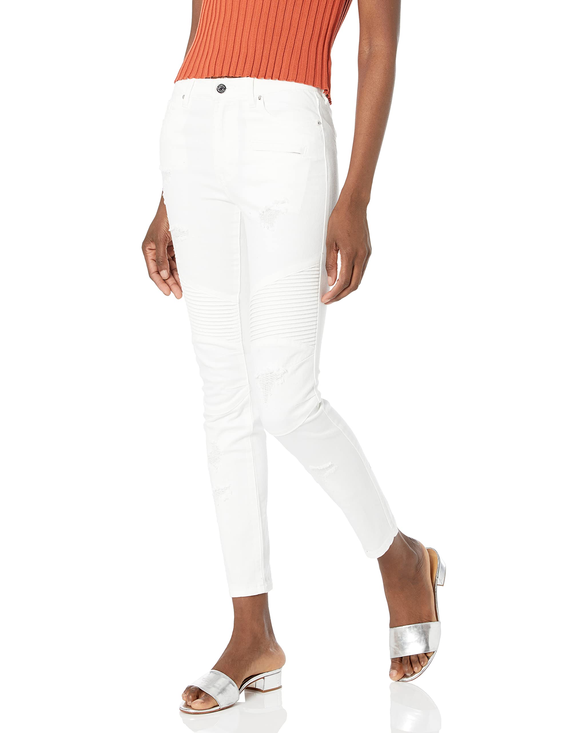 Armani Exchange Women's Skinny Biker Moto Stretch Denim Jeans - High Waist Slim Fit Stretchable Denim Pants for Casual Wear & Night Out