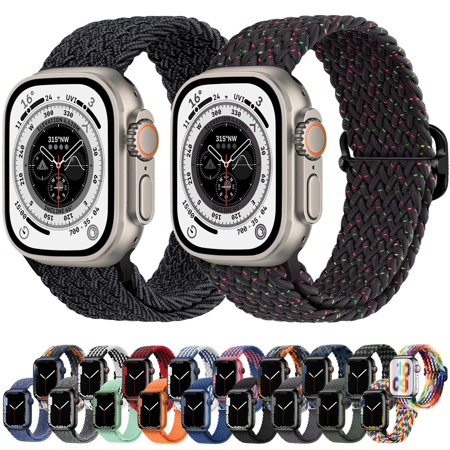 Atenzol Braided Solo Loop Compatible with Apple Watch 38mm 40mm 41mm 42mm 44mm 45mm 49mm - Adjustable Stretchable Sport Band for iWatch Ultra Series 8 7 6 SE 5 4 3 2 1 - Comfortable Wristband for Women & Men - Perfect for Workouts, Running & Daily Wear
