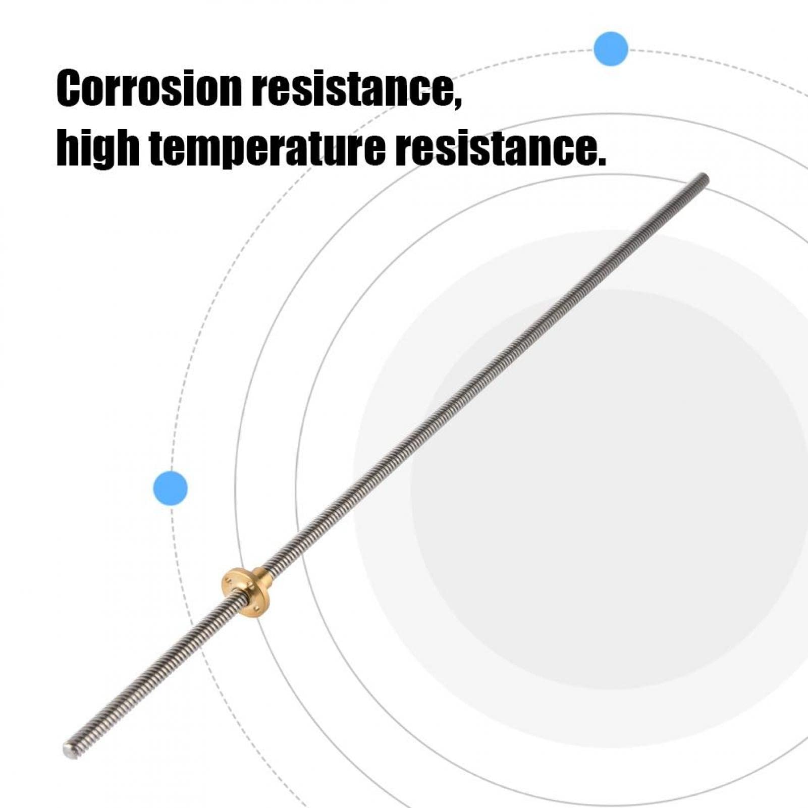 Stainless Steel T8 Trapezoidal Threaded Rod 8mm with Brass Nut - 100mm Length for 3D Printer, CNC Machine, and DIY Projects | High Precision Lead Screw for Linear Motion Systems