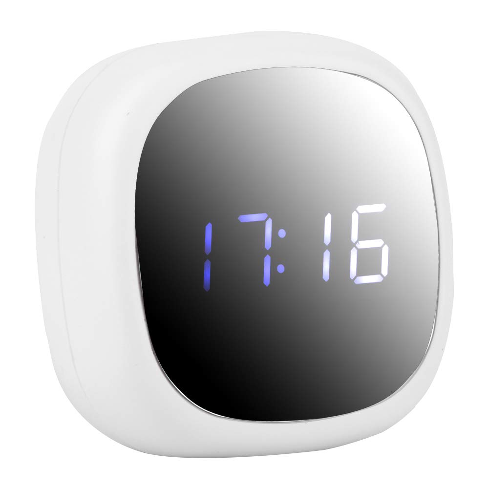 Digital Alarm Clock with Large LED Display - Multi-Functional Electric Mirror for Makeup & Nightstand Use | Loud Alarm, Modern Decor for Bedroom, Home Office (White) - Perfect for Morning Routines, Travel & Gift Giving