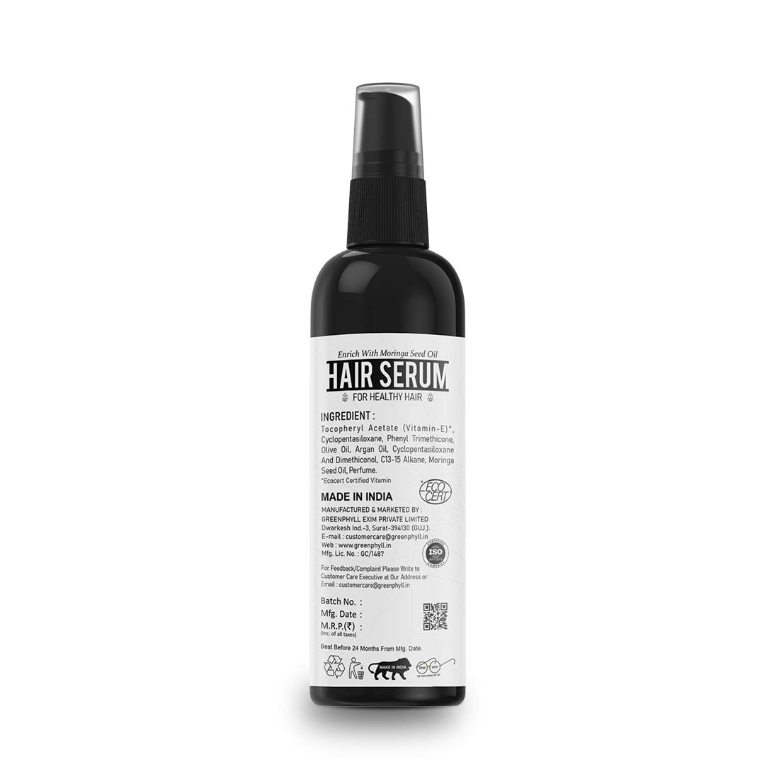 MAKELLOS Hair Repair Serum for Dry & Damaged Hair - Moringa Seed Oil & Vitamin E Treatment for Frizz Control, Hair Growth & Shine (100ml) | Best for Daily Use, Salon Results at Home