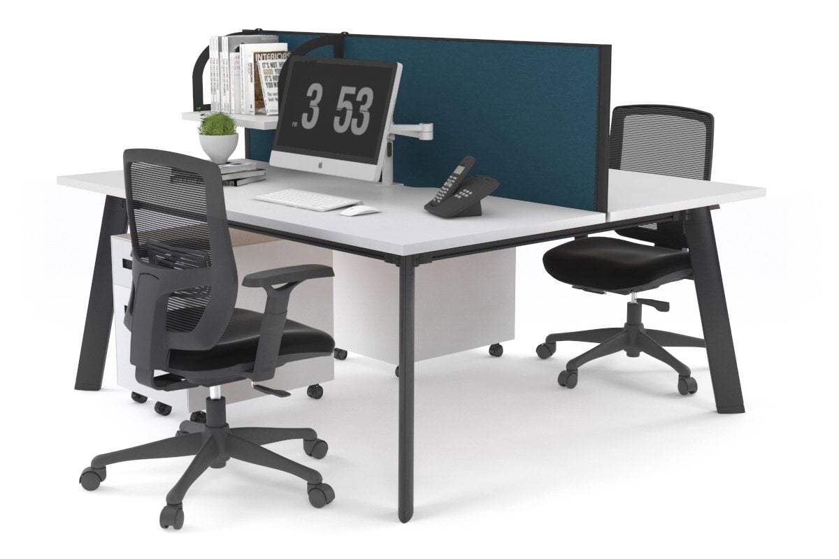 2 Person Workstation with Black Frame - 1200L x 800W Office Desk with Cable Management | Perfect for Home Office, Coworking Spaces & Small Business Teams
