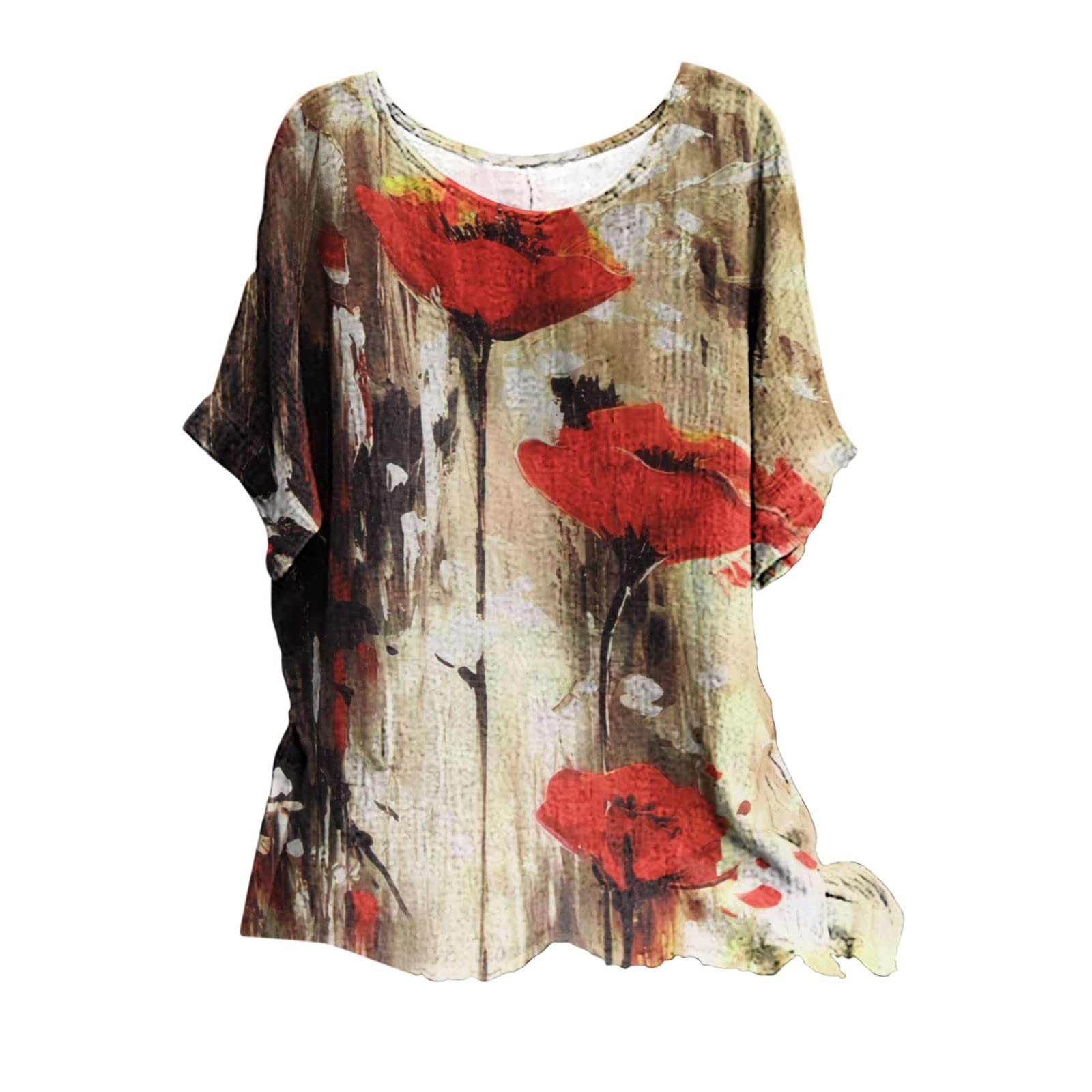 Women's Casual T-Shirts - Summer Cute Printed Tee, Loose Fit Plus Size Short Sleeve Blouse, Sexy & Comfy Tunic Top for Everyday Wear, Outing, and Vacation