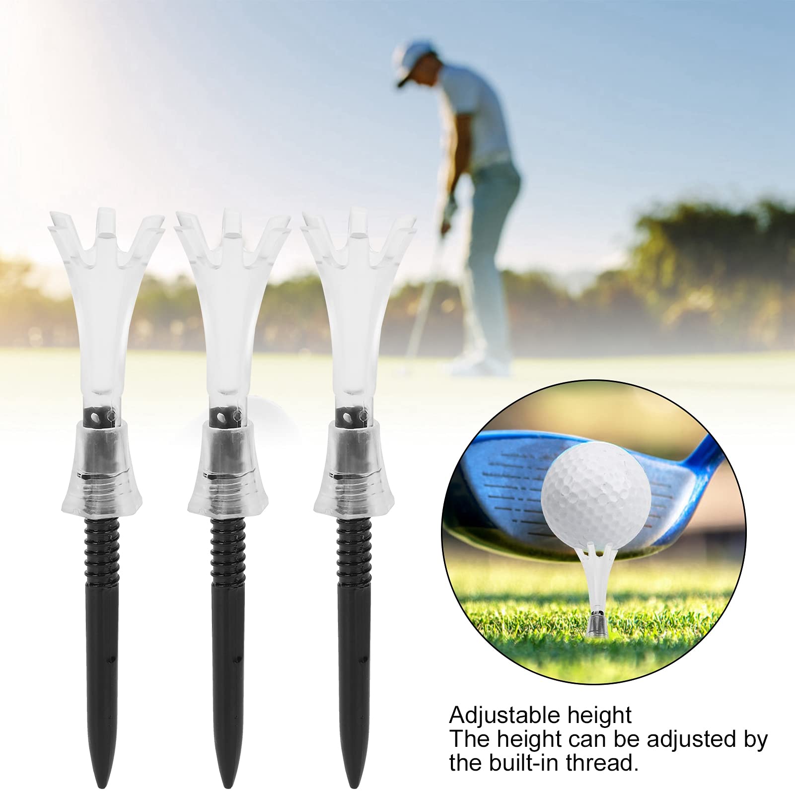 Adjustable Height Golf Tees - Durable Plastic Golf Training Tees for Practice & Driving Range - Perfect Gift for Golf Lovers, Fathers & Family Members - Ideal for Beginners, Pros & Outdoor Sports Enthusiasts