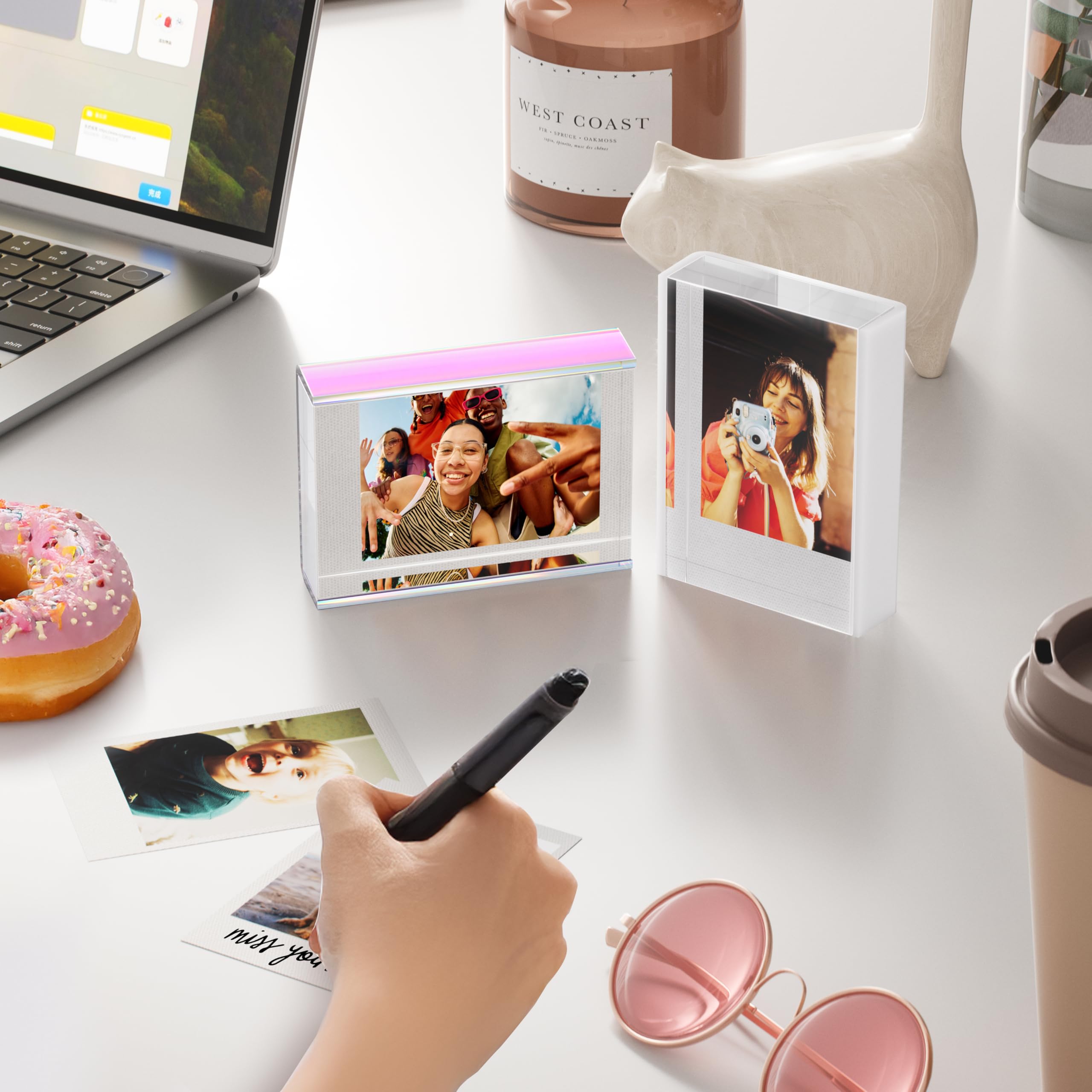 WINKINE Acrylic 2x3 Photo Frame for Fujifilm Instax Mini & Polaroid Films - Mini Wallet Size Picture Display for Countertops, Tabletops, Desks - Perfect for Home Decor, Office Display, and Photo Gift Giving