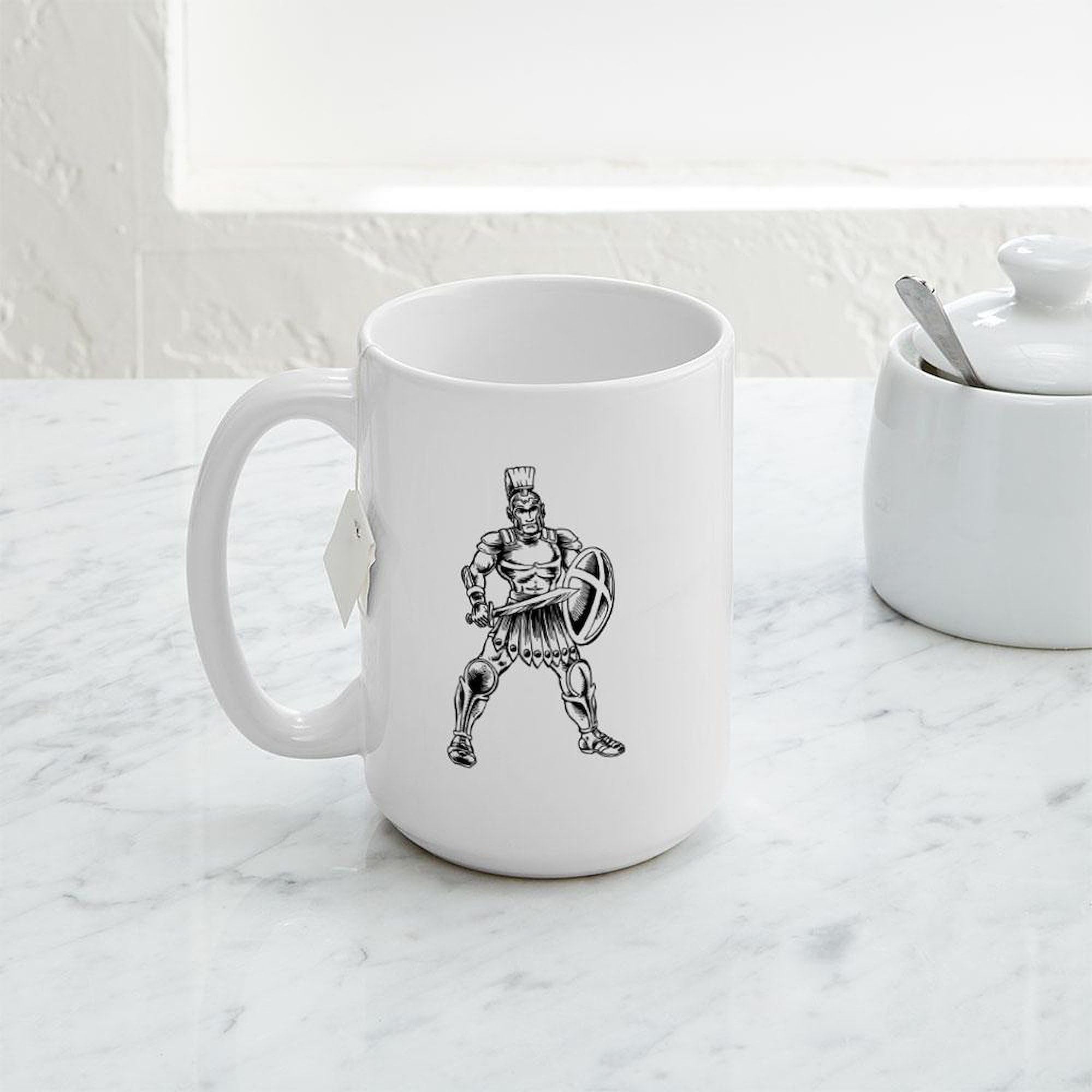 Roman Soldier Design 15 oz (444 ml) Ceramic Coffee Mug - Perfect for History Lovers, Office Use & Gift Giving