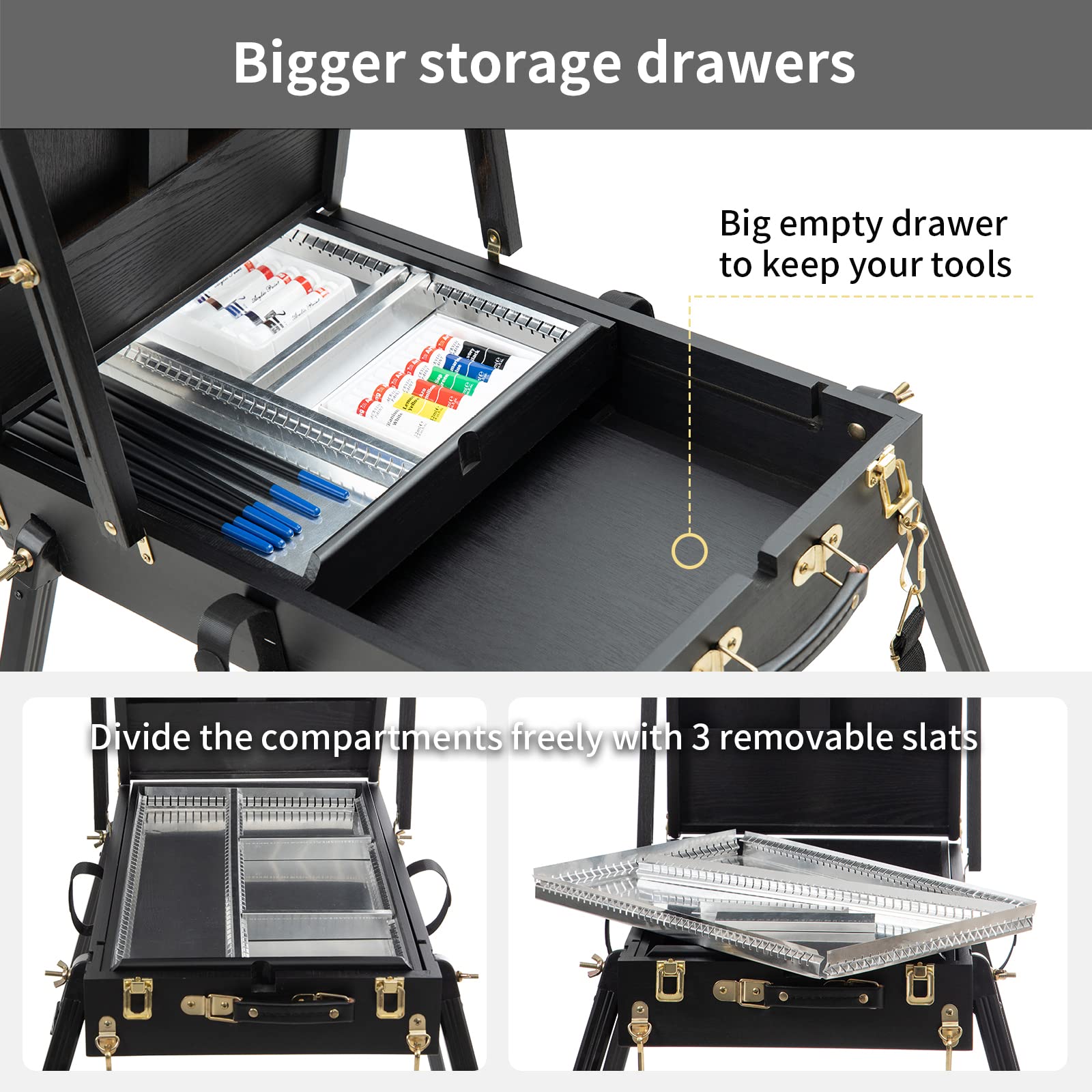 Falling in Art 4-Leg French Easel - Portable Plein Air Painting Studio Stand with Large Storage Drawer | Full-Size Sketchbox Travel Easel for Artists | Perfect for Outdoor Painting, Drawing & Artwork Display