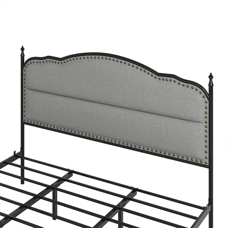 Ernesto 61 Industrial King & Queen Size Platform Bed Frame - Modern Metal & Wood Design for Bedroom, Guest Room, Loft or Studio Apartment