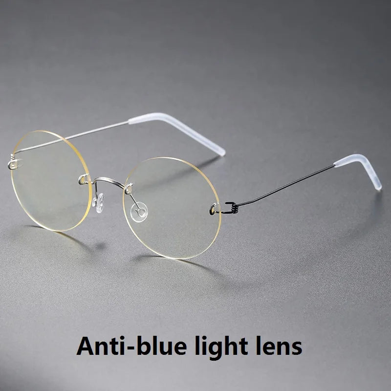 Unisex Rimless Round Screwless Titanium Eyeglasses Frame 1356 - Lightweight & Durable for Reading, Computer Work & Everyday Wear