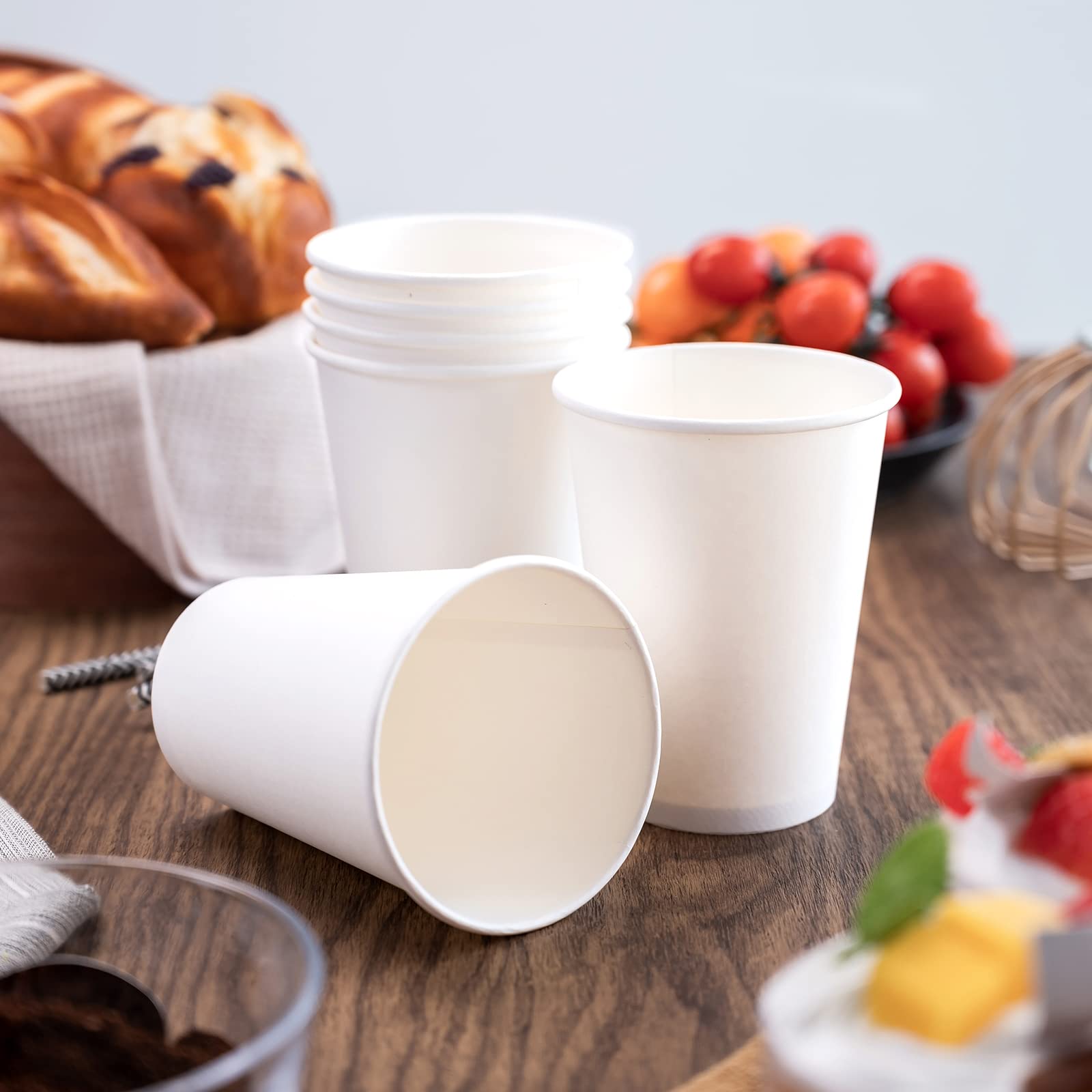 RACETOP 8 oz Disposable Paper Coffee Cups - 500 Pack, Eco-Friendly Hot Drink Cups for Office, Party, Home Use - Perfect for Coffee, Tea, Hot Chocolate and Beverage Serving