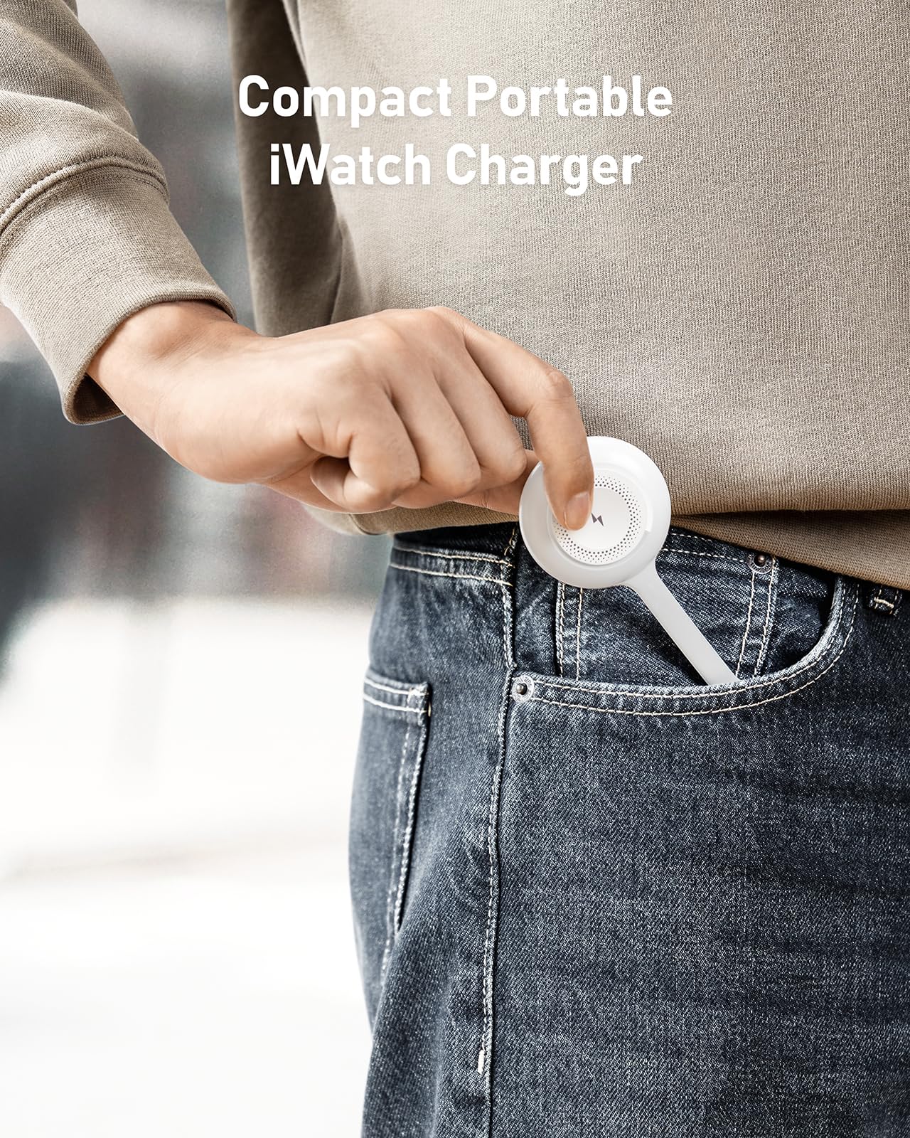 Portable 1200mAh Magnetic Wireless Charger for Apple Watch Series 9/8/7/6/SE/5/4 - Keychain Power Bank for iWatch (White) | Perfect for Travel, Gym & On-the-Go Charging