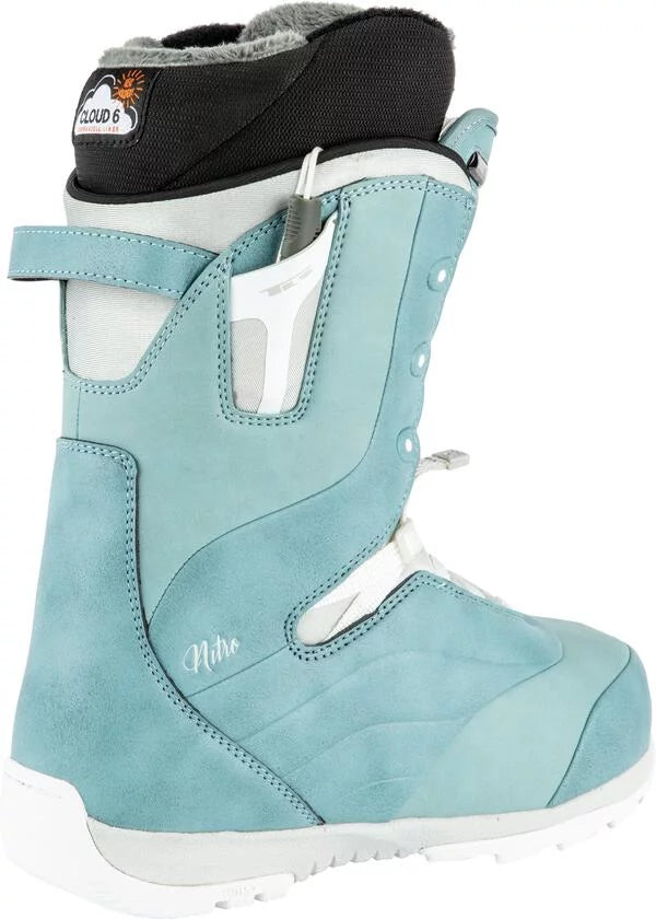 Nitro Women's 2024 Crown TLS Snowboard Boots - Lightweight & Comfortable Blue Snowboard Boots for All-Mountain Riding | Perfect for Freestyle & Park Snowboarding