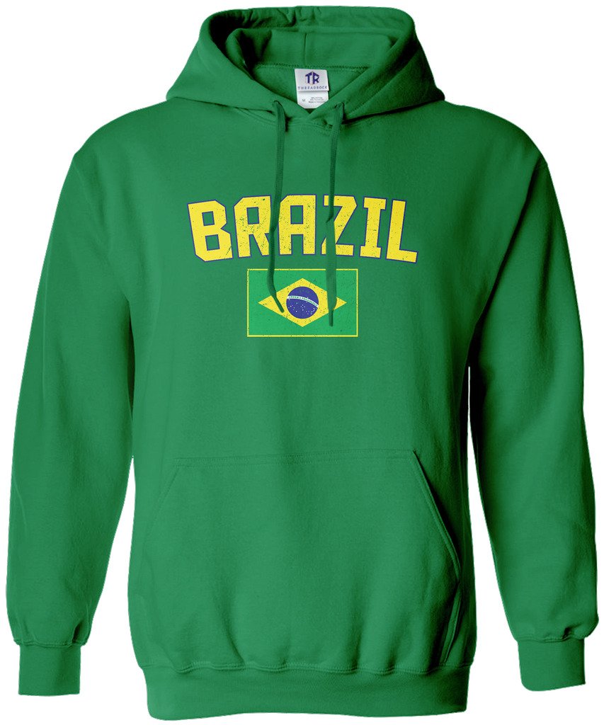Threadrock Women's Brazil Flag Hoodie Sweatshirt - Comfortable Pullover Hooded Sweatshirt for Women - Perfect for Casual Wear, Sports, and Outdoor Activities