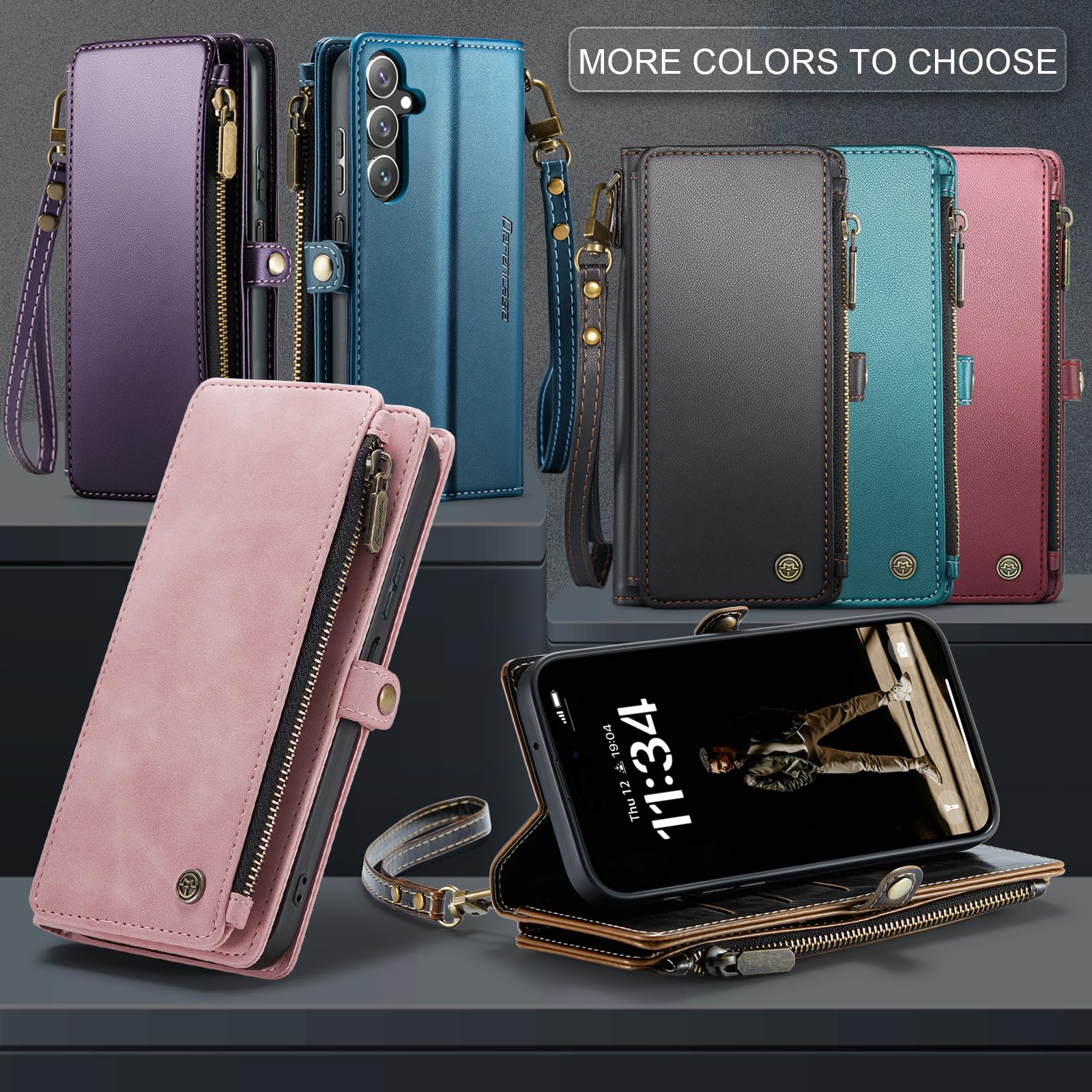 Samsung Galaxy A15 5G Case with RFID Blocking & Card Holder - PU Leather Flip Wallet for Women & Men, Rose Pink - Perfect for Travel & Daily Use