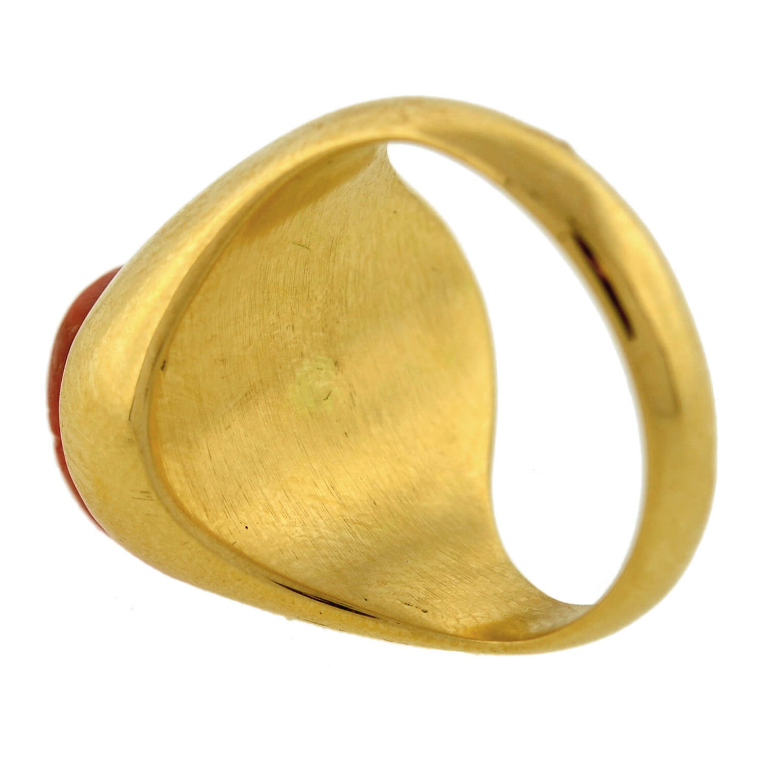 Hand Carved 18kt Gold Victorian Style Natural Coral Skull Ring for Men & Women - Gothic Jewelry, Unique Statement Piece for Halloween, Parties & Alternative Fashion