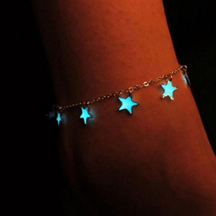 Glowing Star Ankle Bracelet - Shimmering Foot Jewelry for Women, Perfect for Parties, Festivals, and Beach Vacations