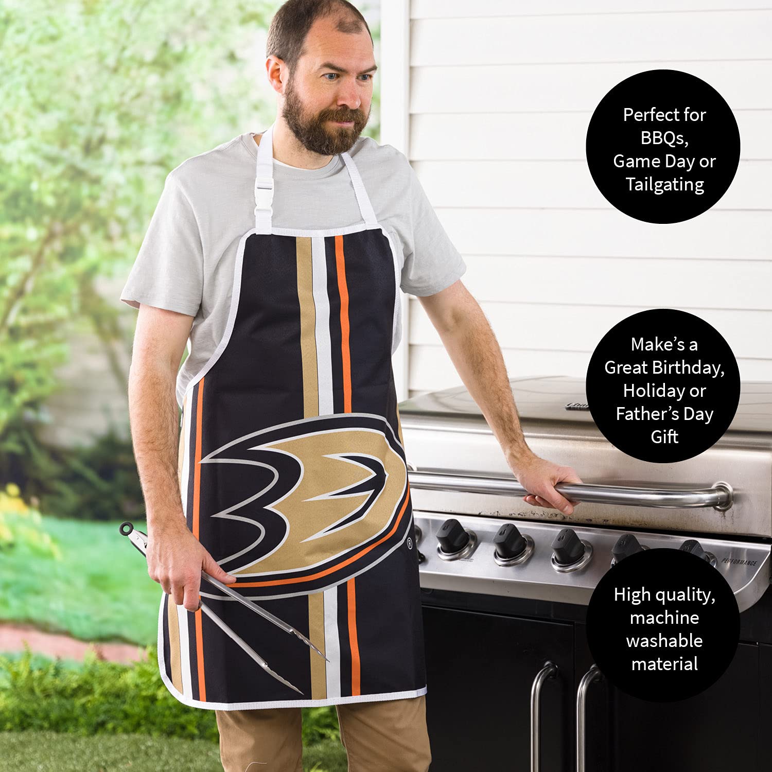 Anaheim Ducks Team Sports America Double-Sided Apron - Perfect for Game Day Parties, Cooking, and Grilling