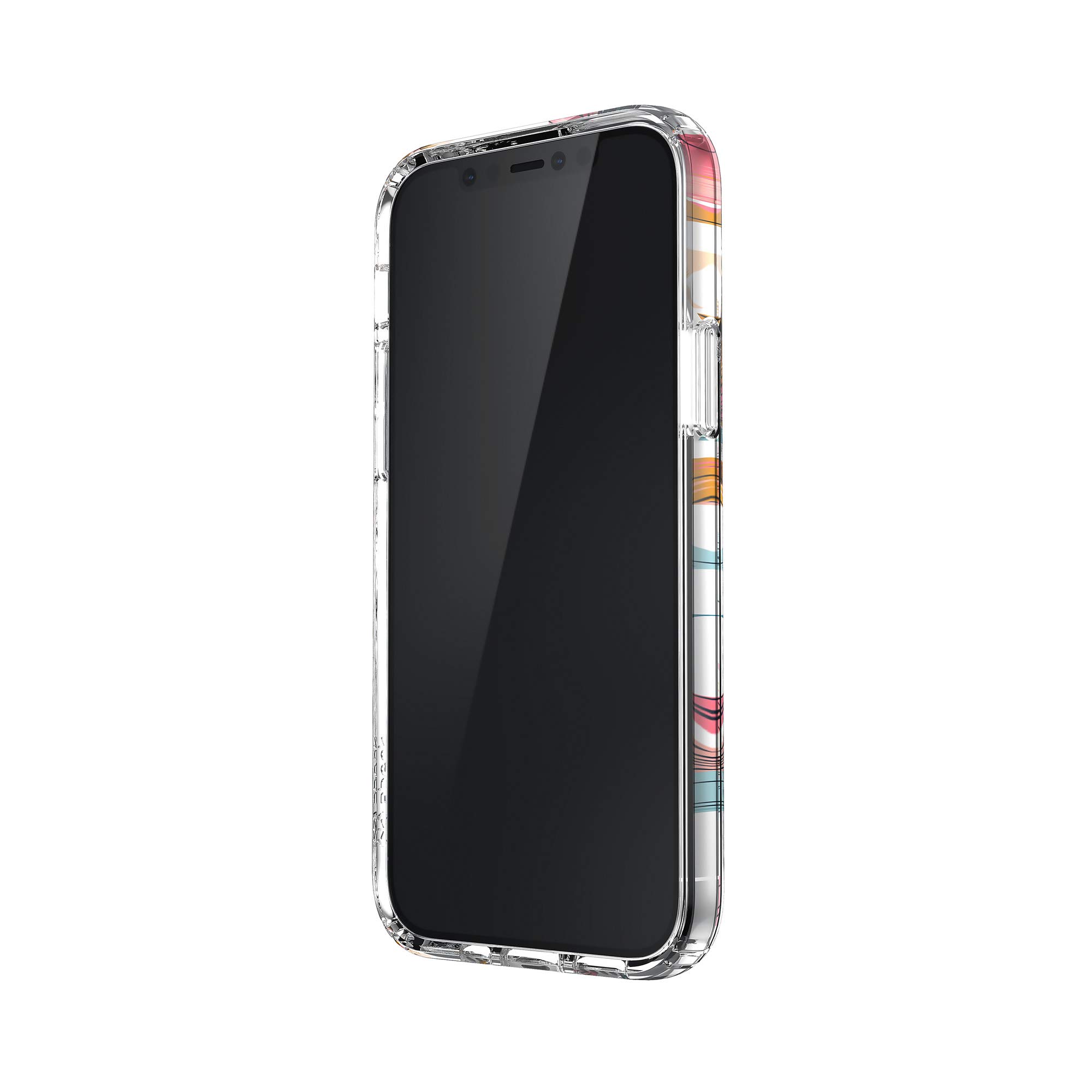 Speck Presidio Case for iPhone 12 & iPhone 12 Pro - Clear Transparent with Tropical Floral Design | Slim Protective Cover for Everyday Use, Travel & Outdoor Activities