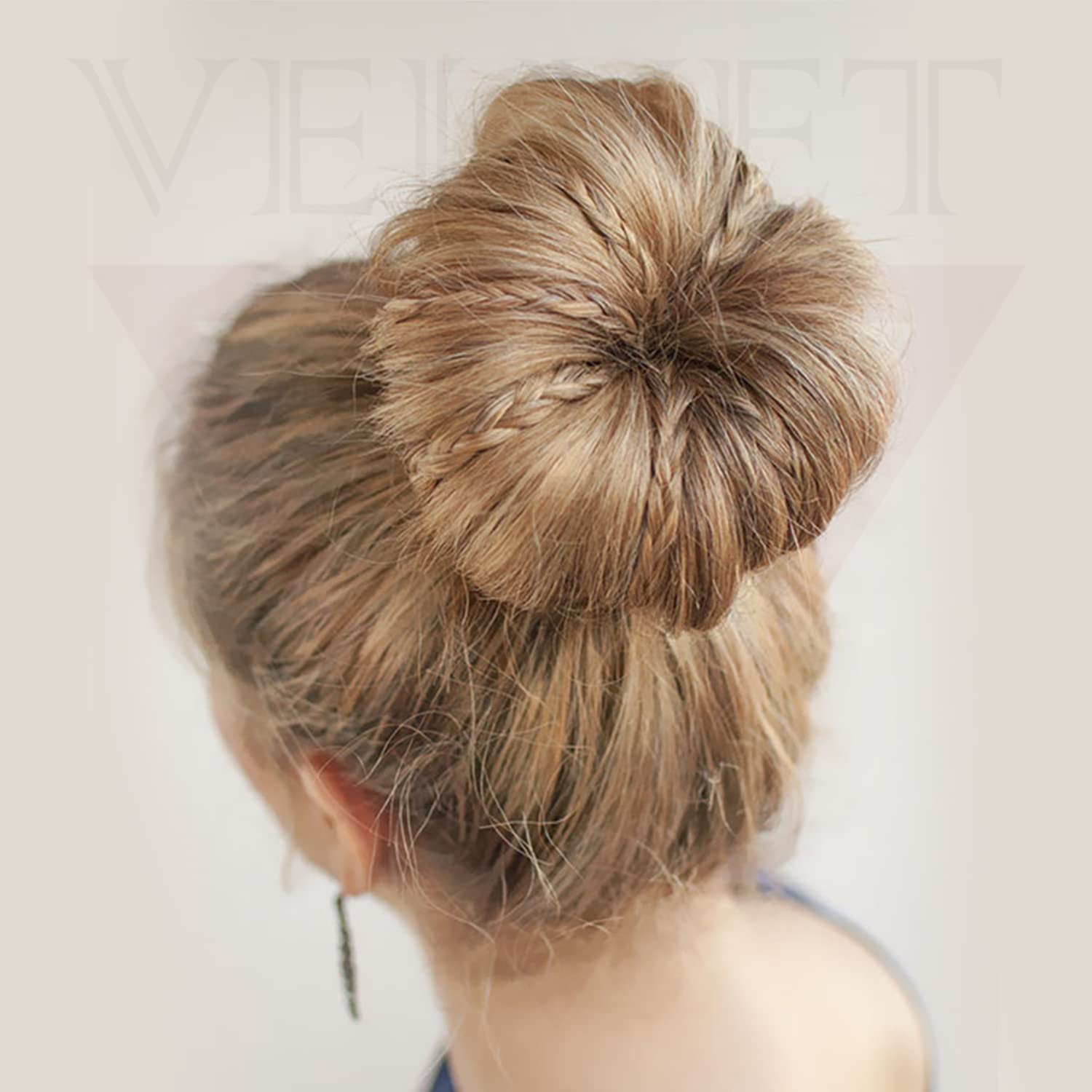Velvet London 6-Piece Hair Bun Maker Set - Twist Bun Maker, Donut Sponge, Ponytail Holder & French Braiding Tool for Women | Perfect for Updos, Wedding & Party Hairstyles (Black)