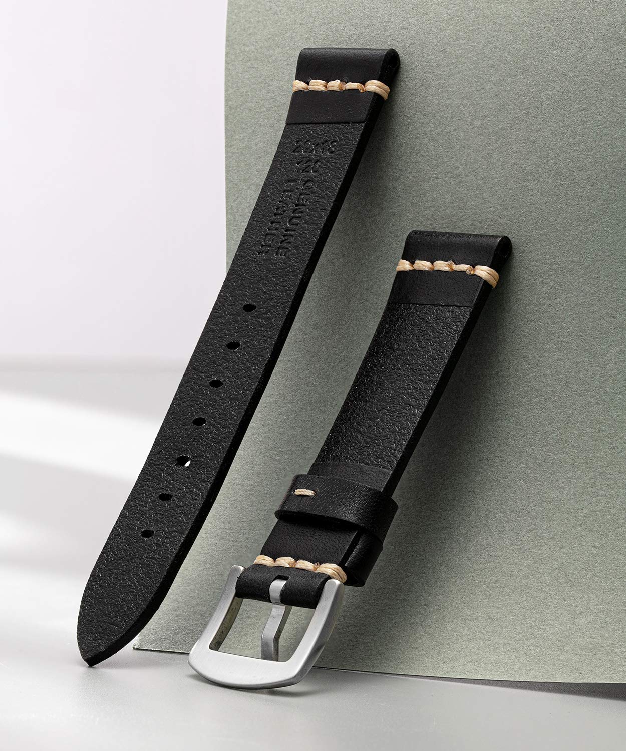 Premium Leather Watch Band 18/20/22/24mm - Compatible with Samsung, Huawei & Garmin Smartwatches - Soft Tanned Leather Strap for Men & Women - Perfect for Business, Casual & Outdoor Activities