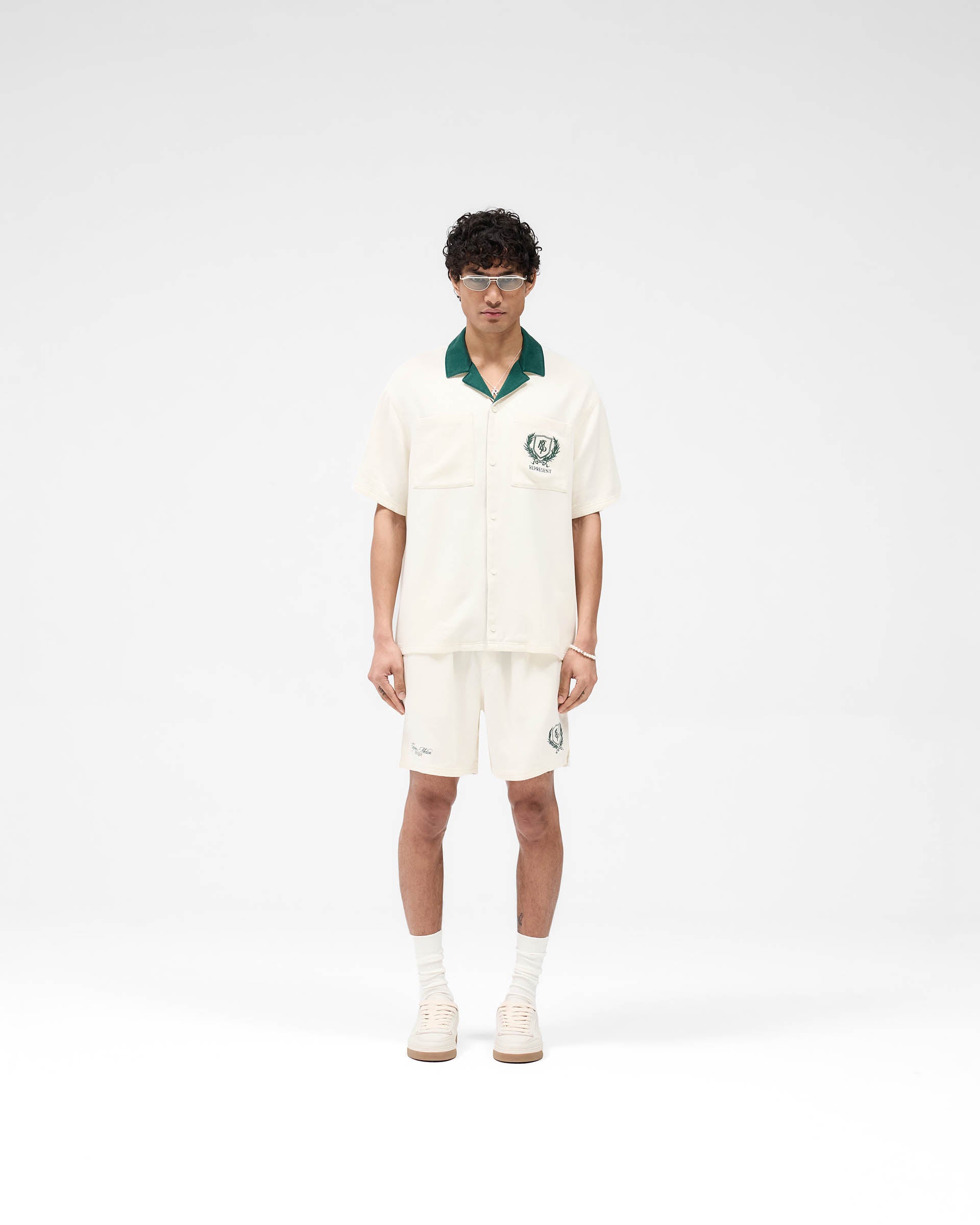 Represent Crest Shirt in Antique White - Vintage Style Button-Up for Men | Perfect for Casual Wear, Office Outfits & Street Fashion