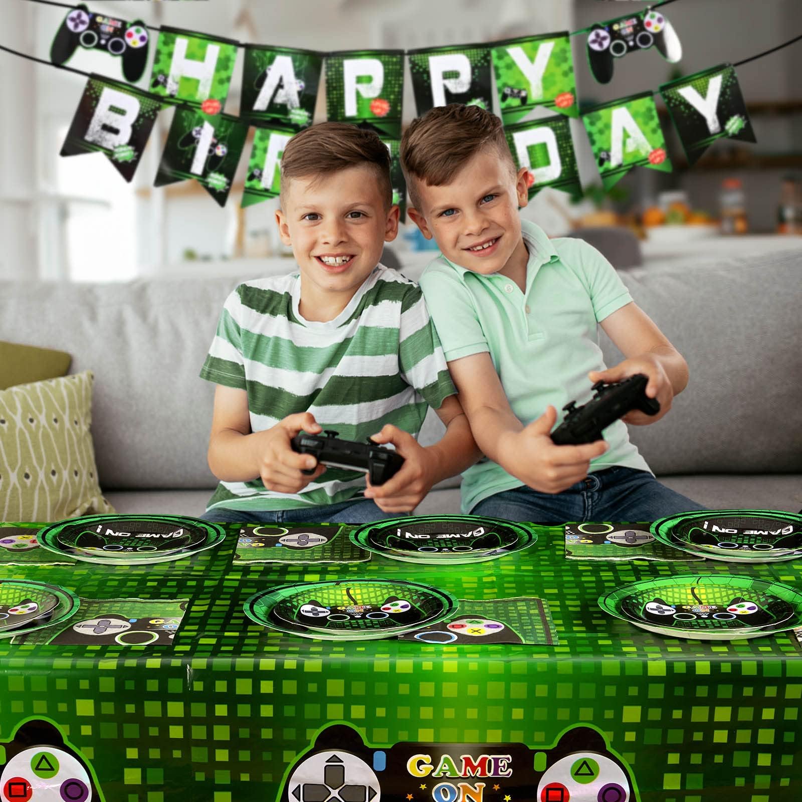 WERNNSAI Video Game Party Supplies Kit - 48-Piece Gaming Themed Party Pack with Dinner Plates, Dessert Plates & Napkins for Game Lovers | Perfect for Boys Birthday, Kids Party & Baby Shower Decorations | Serves 16 Guests | Great for Gaming Parties, Themed Events & Family Gatherings